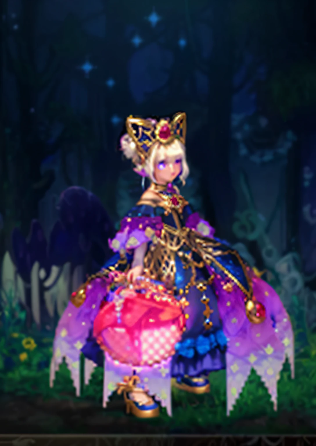 a close up of a person in a costume on a stage, astral witch clothes, shadowverse style, gilded lotus princess, Beautiful celestial mage, gear aurora, fantasyoutfit, dreamy dress, astral fairy, lovely dark autumn princess, fashionable dark witch, clothes themed on a peacock mage, wearing star filled mage robes, jellyfish priestess, fairy queen