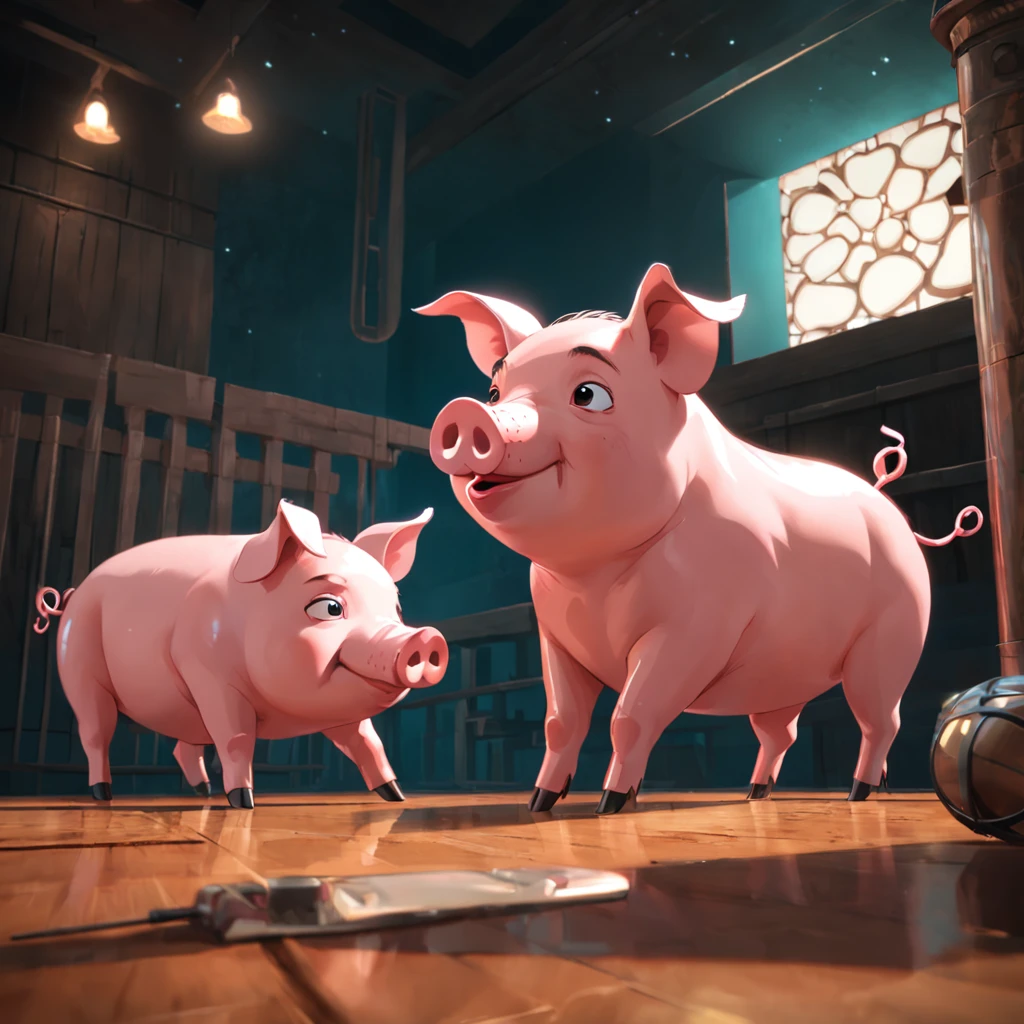 Draw 8 cartoon pigs,3D style,blender,adolable