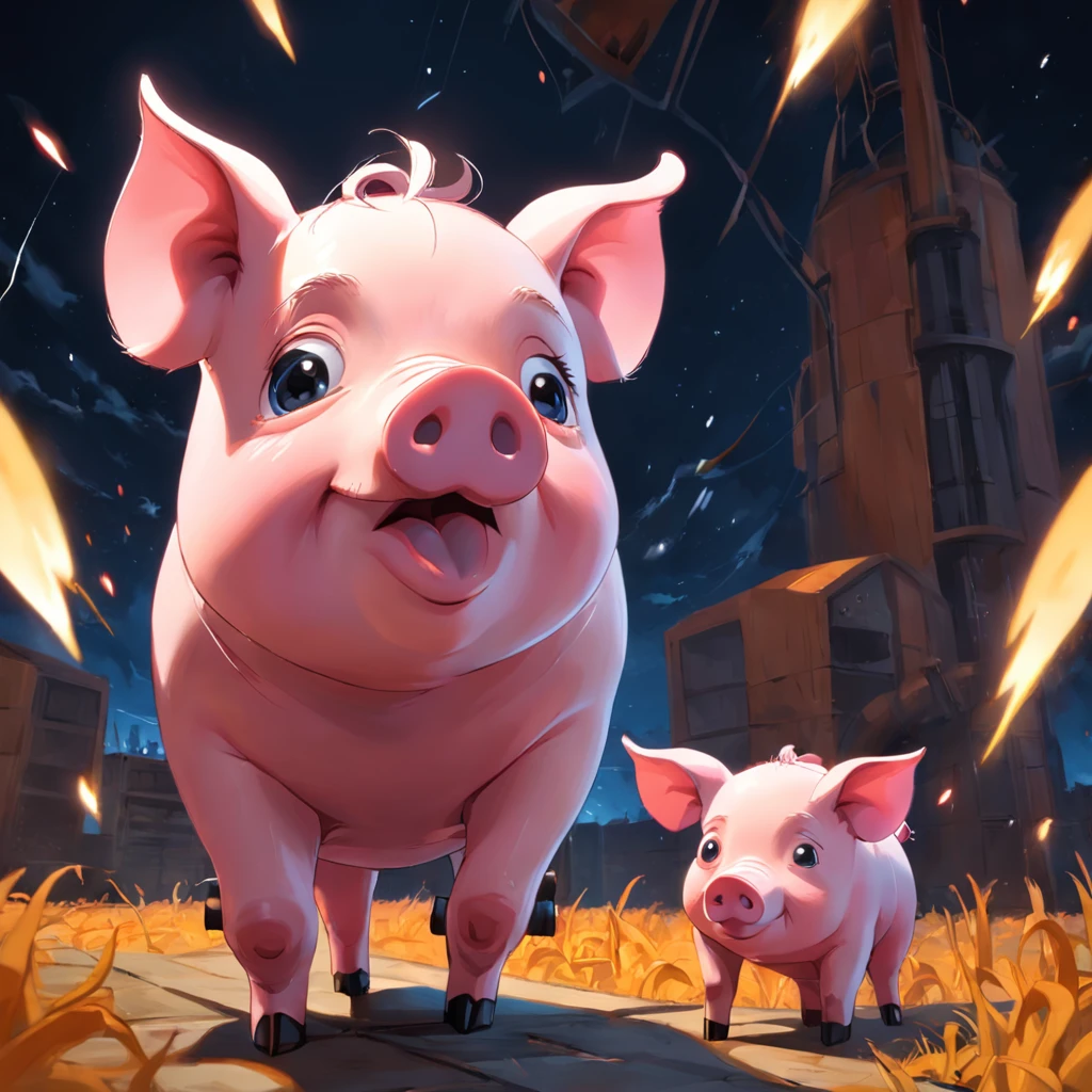 Draw 8 cartoon pigs，3D style，blender，adolable