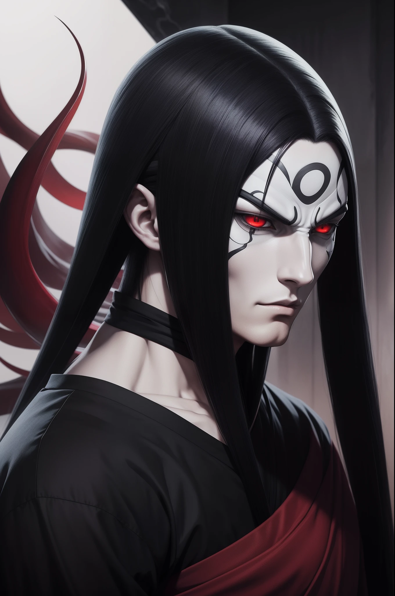 Orochimaru Hot profile picture, masterpiece, solo, extremely accurate rendering, cool beautiful Orochimaru, reliable young man, savior of the world, simple design, best picture, 8K, red eyes pale, the same color as the original demon ninja.