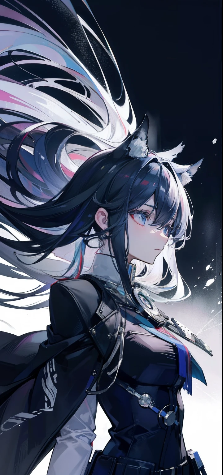 anime figure,Has black wings and blue skirt,Sit on a white surface, from the night of the ark, Popular topics on artstation pixiv, arknight, Digital art on Pixiv, onmyoji detailed art, anime fantasy illustrations, author:Hero, Anime art wallpaper 8 K, sky witch, Pixiv style, Anime art wallpaper 4k, Anime art wallpaper 4k