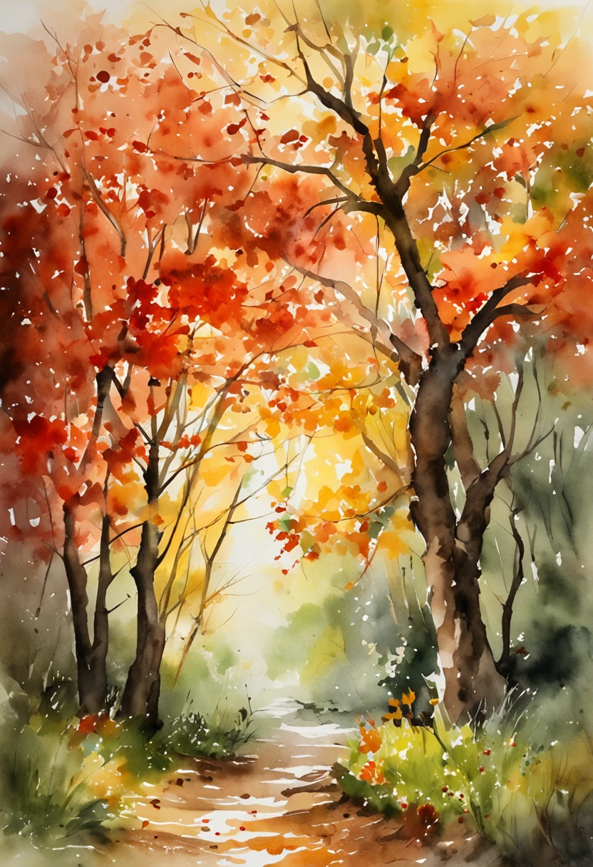 rays of sunshine,Red Maple,jungles,rios,Highest image quality,8K分辨率,((a mosaic)),Hard-edge Painting,watercolor paiting,8K,Matte look,Li Tang,Impressionism,Ultra-close-up,ultra-wide-angle,hyper HD,ultra fine detailed,octaneratingrendering,Studio quality