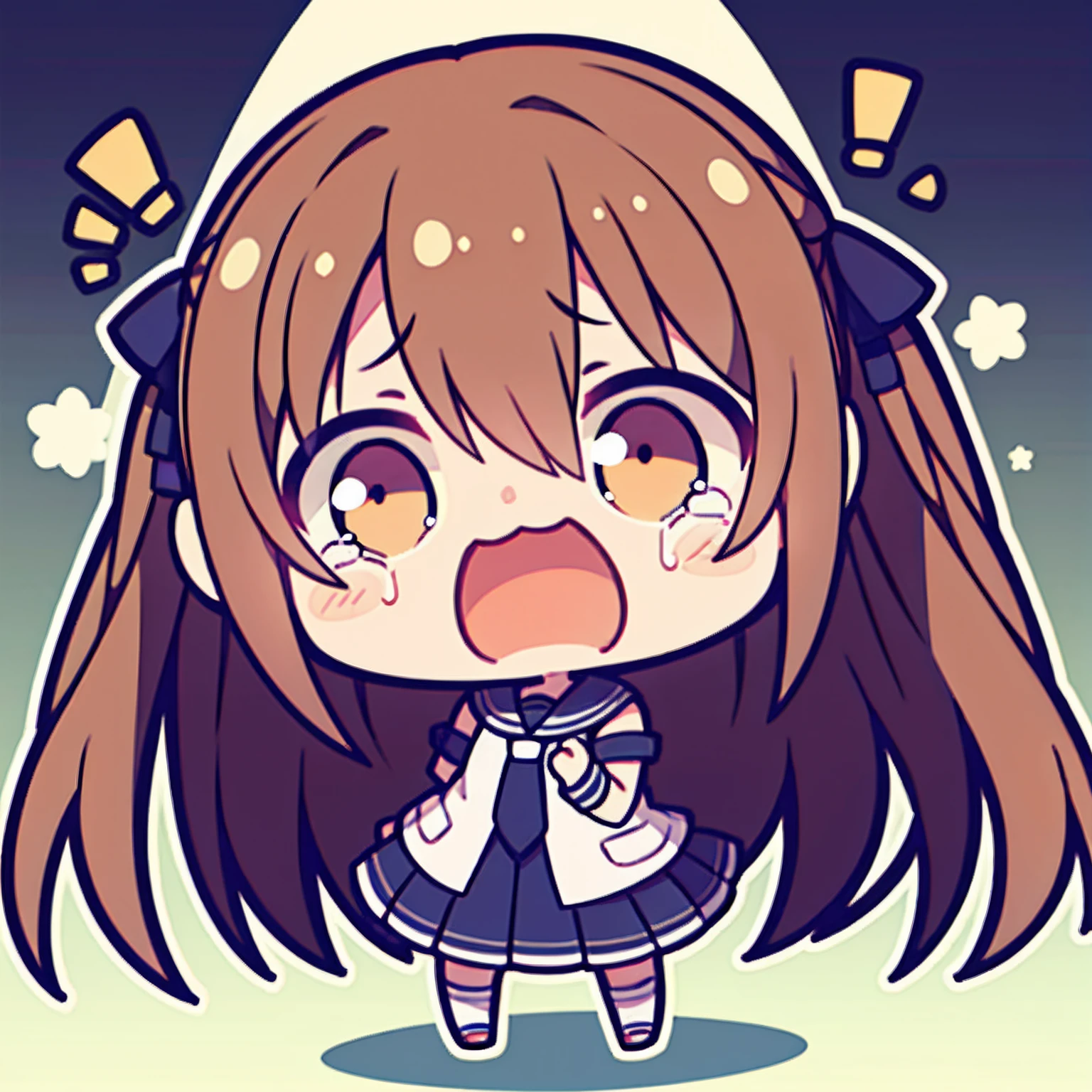 1girl in, Chibi, Crying,