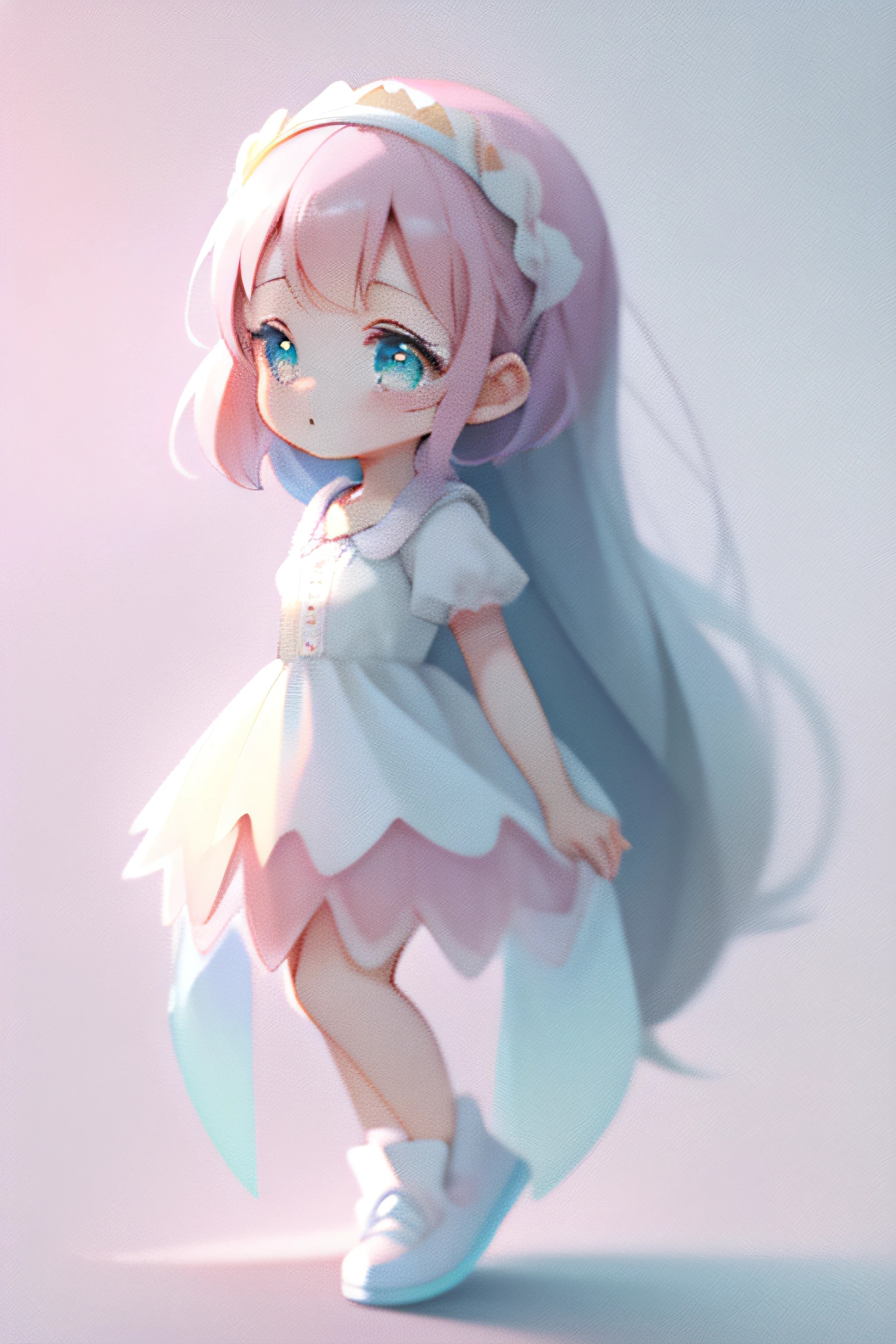 1girll, pink and light blue