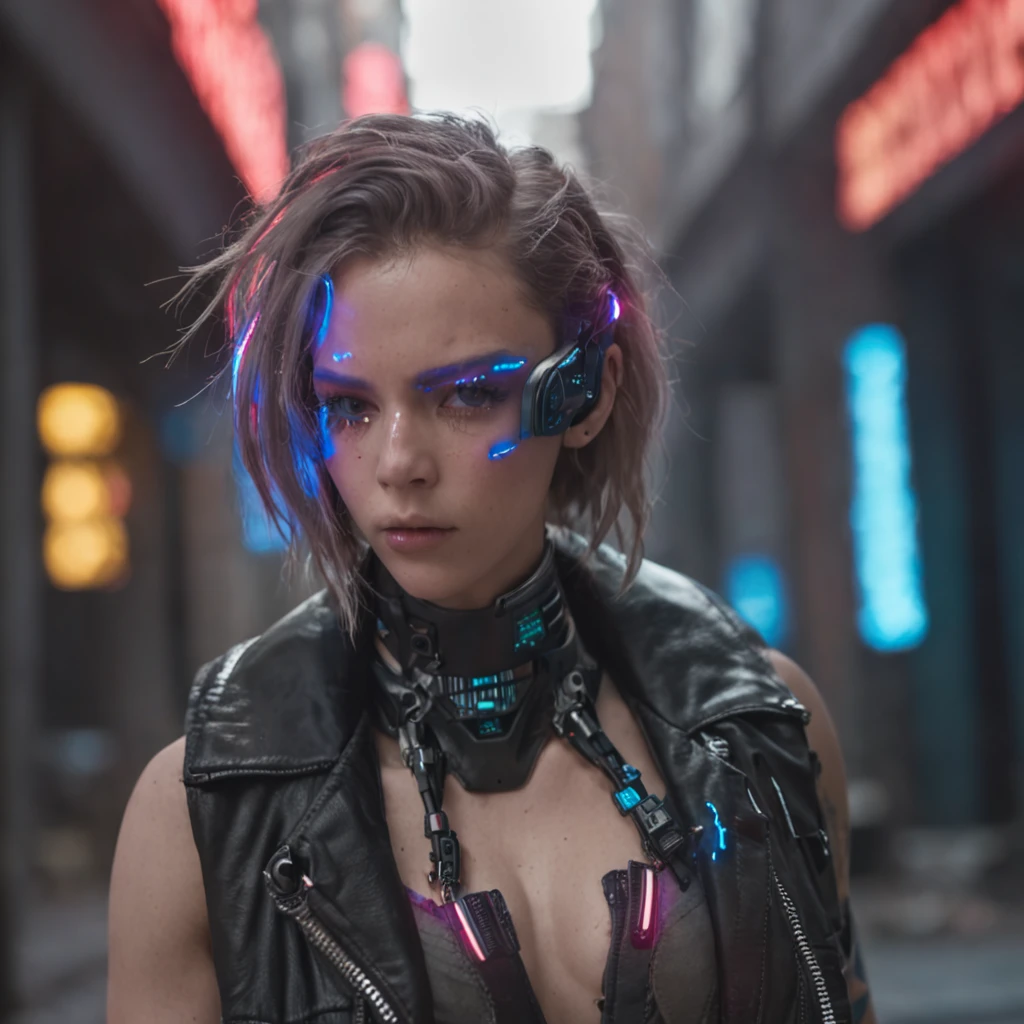 (8k,melhor qualidade,perssonage cyber punk,Scale of mobile wallpaper),(Um escritor se encosta a uma mesa ao lado de sua cama para conceber um manuscrito,fora da janela, You can see the colorful cyberpunk city,The room is littered with garbage、clothes on floor、An ugly scenario,)