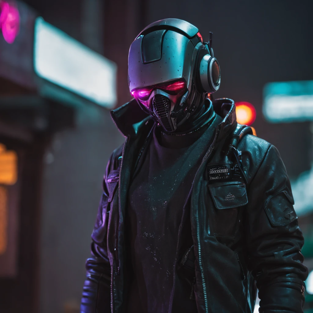 (8k,melhor qualidade,perssonage cyber punk,Scale of mobile wallpaper),(Um escritor se encosta a uma mesa ao lado de sua cama para conceber um manuscrito,fora da janela, You can see the colorful cyberpunk city,The room is littered with garbage、clothes on floor、An ugly scenario,)