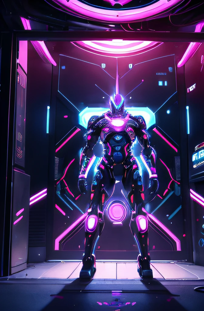 multiverse, portals, colorful, neon lights, man standing, robotic transplant on his back with many mechanical arms, outreaching, vibrant, professionally made, masterpiece, high quality, defined,
