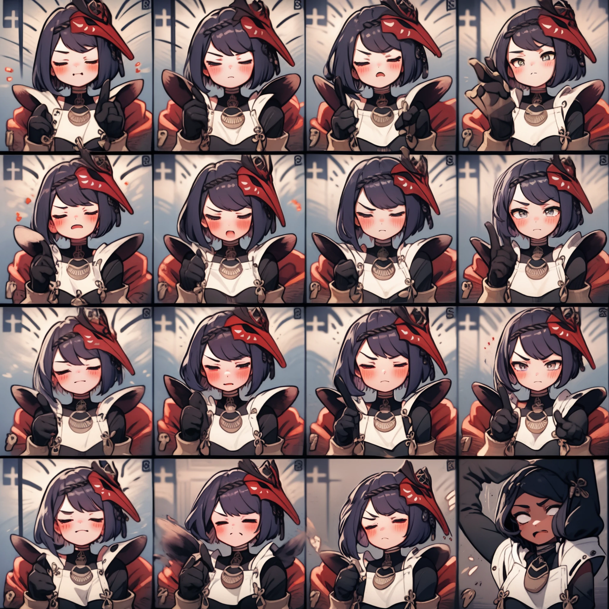 1 Cute Girl，9 tables，9 poses and expressions，Different emotions，10