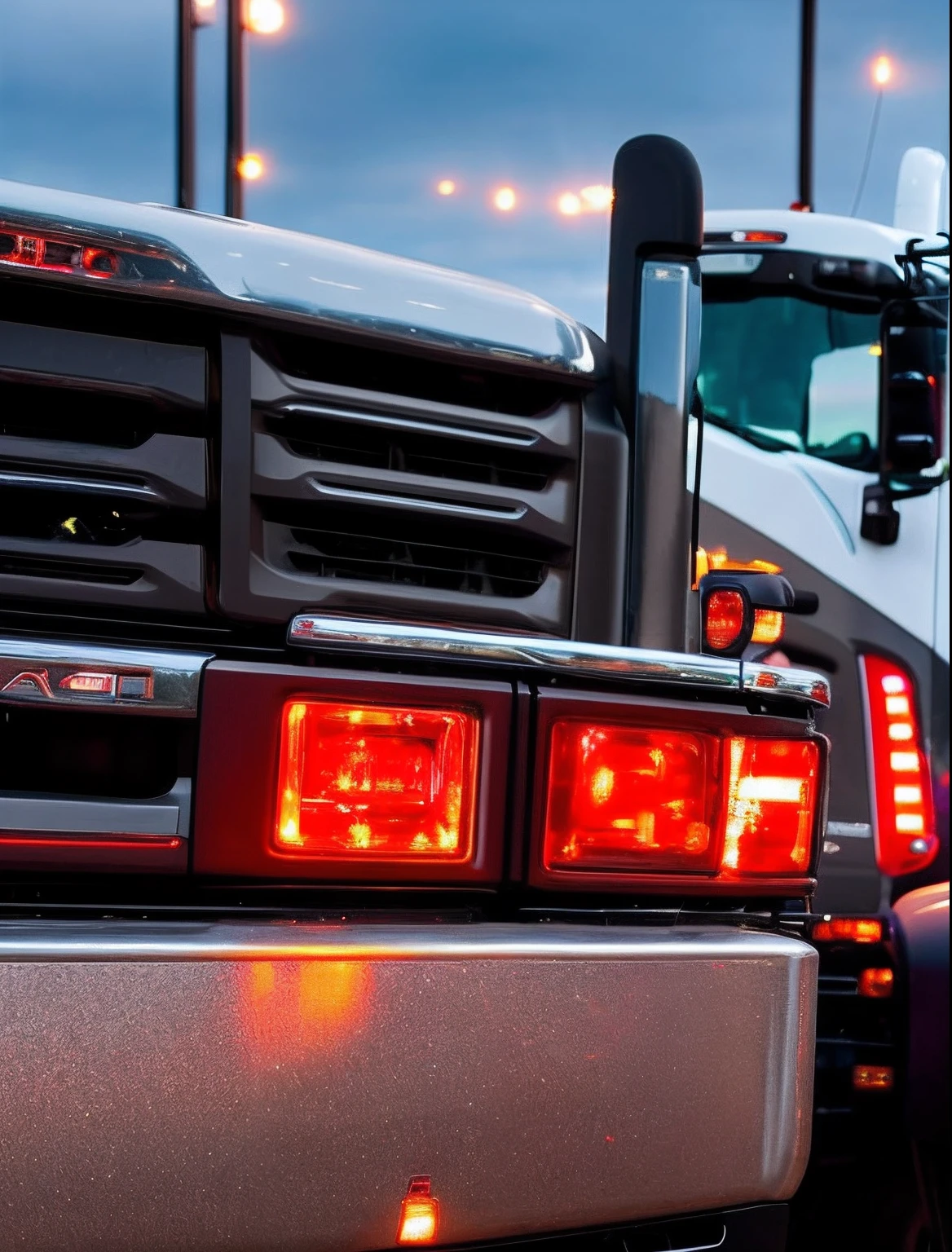 A closeup of a truck with lots of lights on, ❤🔥🍄🌪