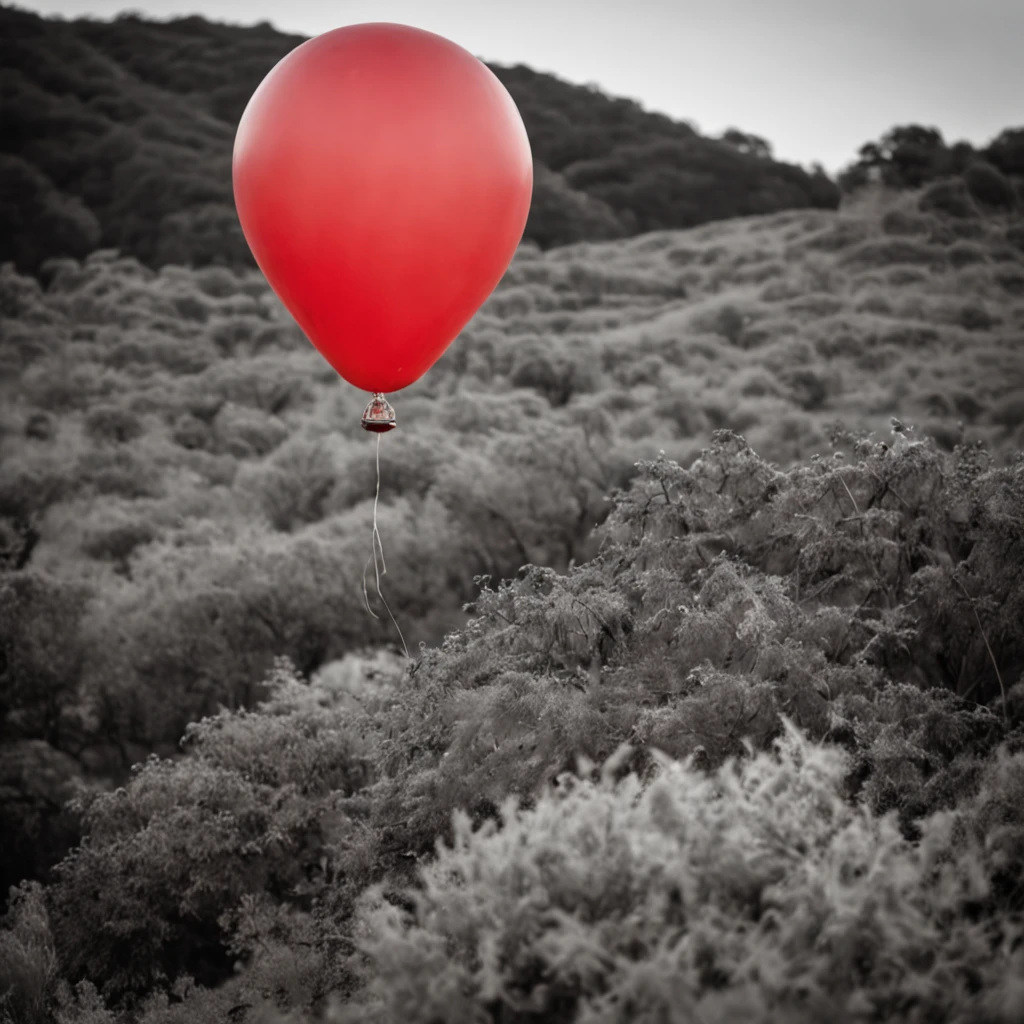 red balloon on fire, no fundo uma paisagem de gelo