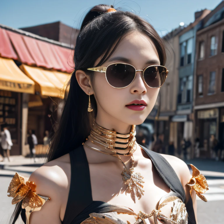 Wear thick gold-framed sunglasses,32K(tmasterpiece,k hd,hyper HD,32K)Burgundy double ponytail,Silver Skull Abandoned Area of the Pond,Indigo Skull King ,Hold the big G steering wheel (The skeleton is realistic:1.4),Skull pattern robe,Silver skull flower ornaments,Petals flutter,Colored ball head,Hold your head high,Be proud,The nostrils look at people, A high resolution, the detail, RAW photogr, Sharp Re, Nikon D850 Film Stock Photo by Jefferies Lee 4 Kodak Portra 400 Camera F1.6 shots, Rich colors, ultra-realistic vivid textures, Dramatic lighting, Unreal Engine Art Station Trend, cinestir 800,Hold your head high,Be proud,The nostrils look at people,Tsundere,Petals flutter,Petals flutter,Sprinkle with gold dust,Fluttering,Impeccable,( reasonable design, Clear lines, High sharpness,Best quality, Very detailed skeleton, The skeleton of a masterpiece, offcial art, movie light effect, 4K skeleton(((Wear thick gold-framed sunglasses)))