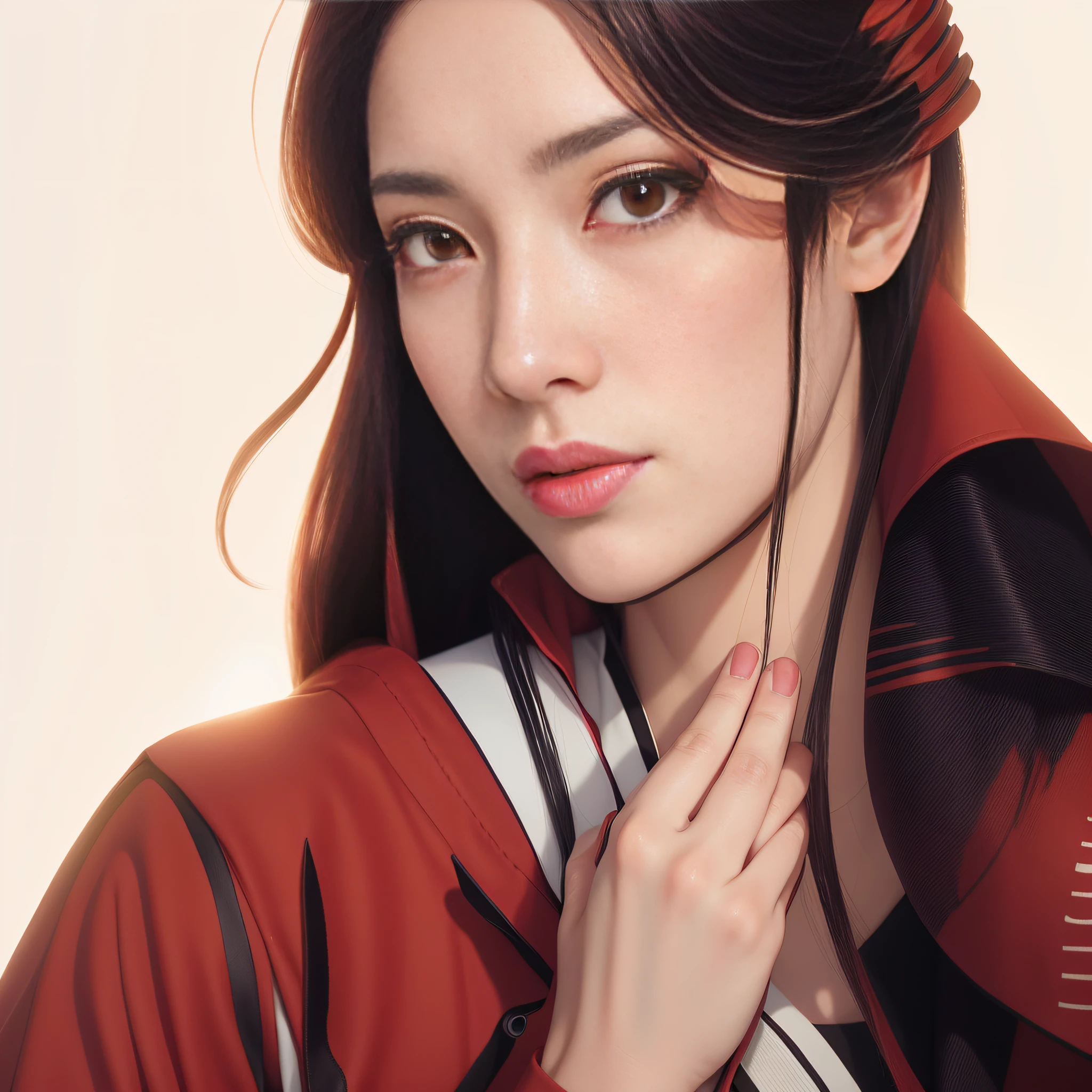 Menina anime com cabelo vermelho e uma camisa branca e um guarda-chuva vermelho, in illustration style digital, Digital anime illustration, arte digital estilo anime, arte digital estilo anime, inspired by Itō Shinsui, stunning digital illustration, illustration Anime style, exquisite digital illustration, Retrato de uma gueixa bonita, retrato da mulher do anime, japanese art style, retrato impressionante do rosto do anime.