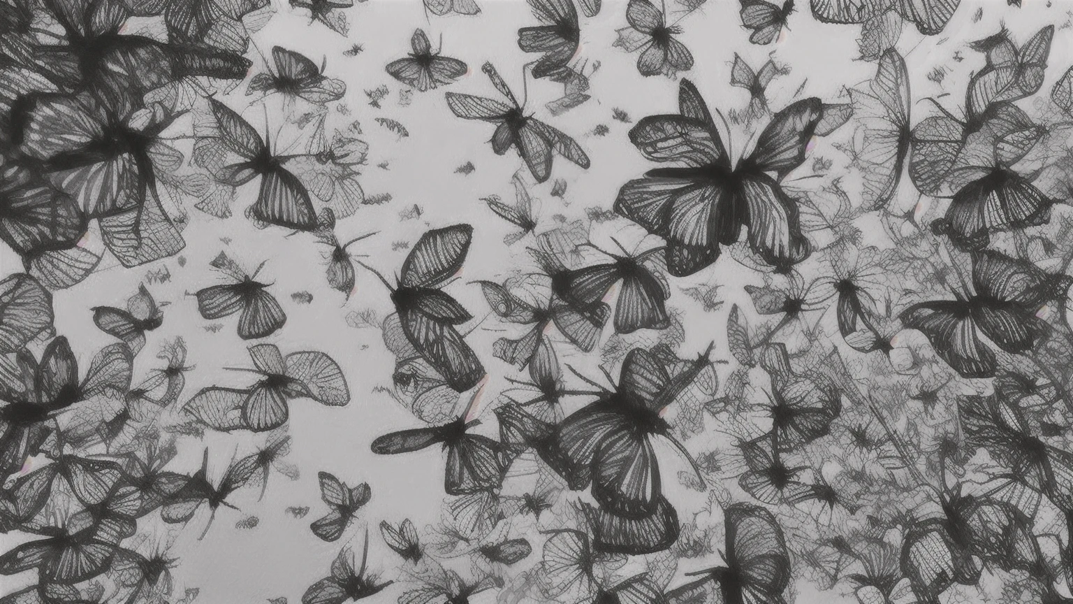 A black and white photo of a bunch of butterflies flying in the air, mariposas flotando en el cielo, mariposas volando, Mariposas, Enjambre de insectos, Mariposas en primer plano, Mariposas Monarca, por Shen Zhou, por Giovanni Pelliccioli, por Matija Jama, por Steven Belledin, por Daniel Gelon, mariposas y gusanos, Only Yoon