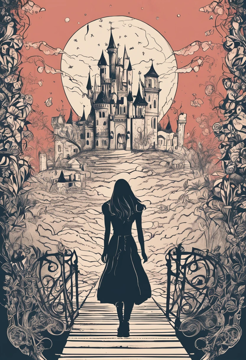 Alice in the Land of Mirrors、silhuette、A logo、monochrome