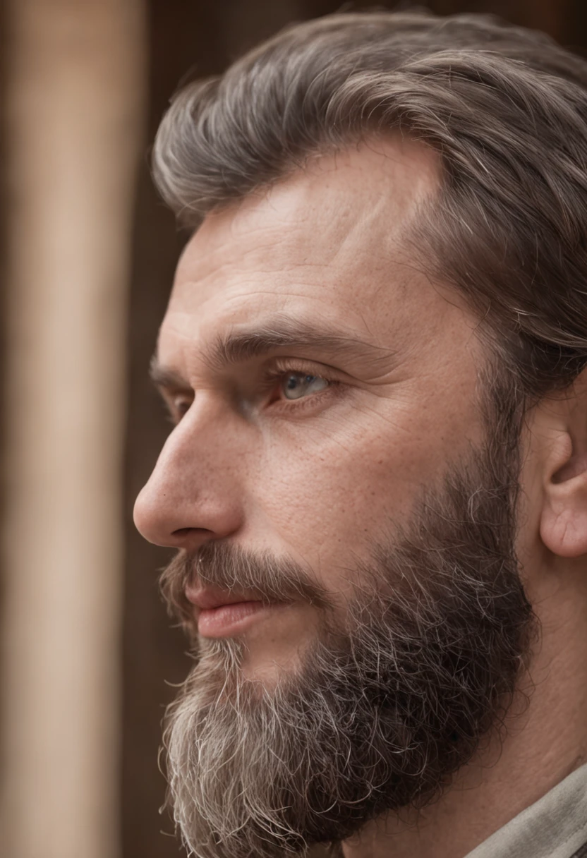 "A man with a majestic beard in a mosque, high resolution, highly detailed, a true masterpiece."
