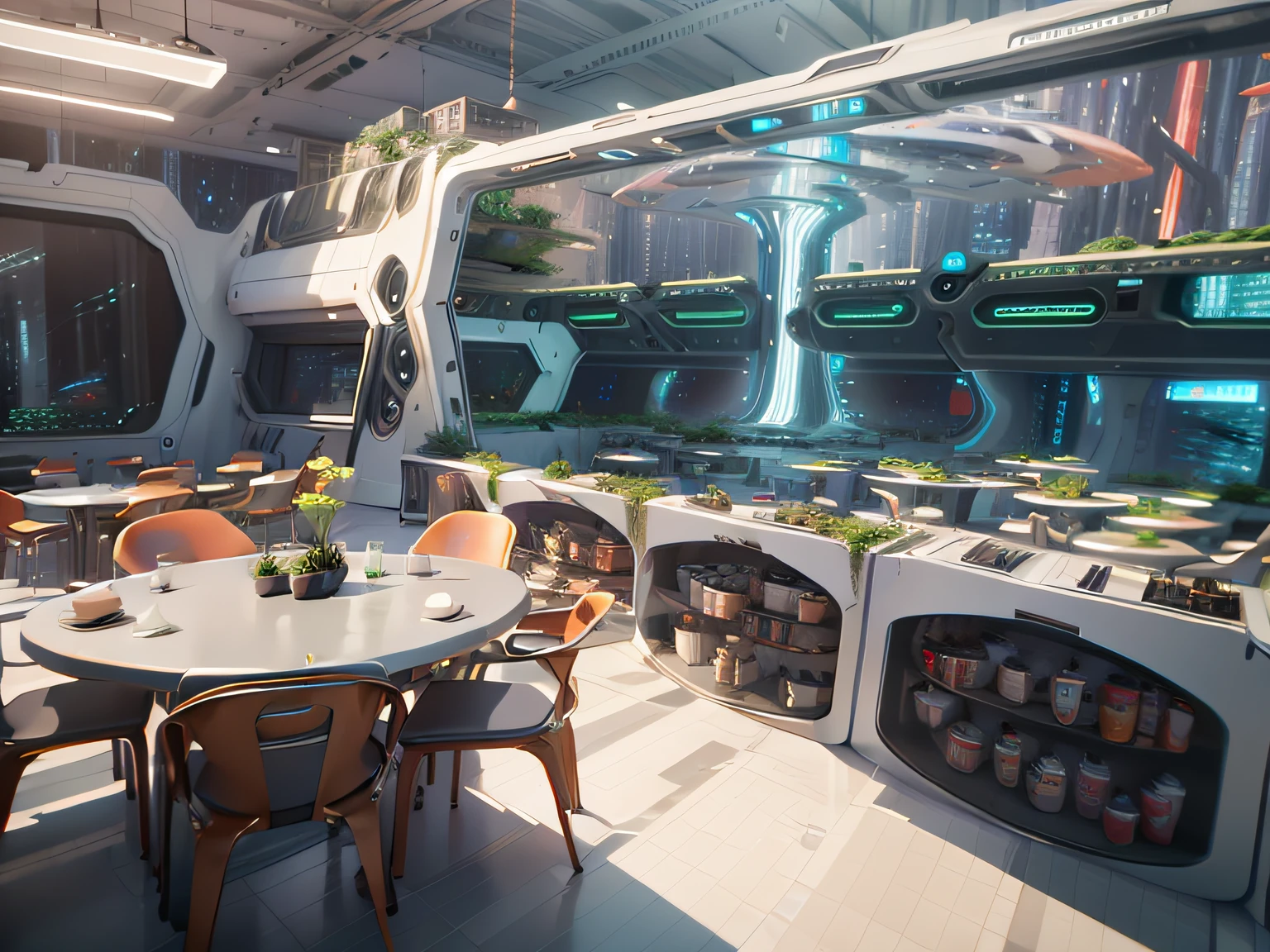 office food pantry, medium size pantry, virtual set, expert design, large commercial led screens, A digital rendering, large led screens,Complex spaces,Huge space for Ymax rendering,, glowing neon lights, A digital rendering, Future technology showcase, extreme render, 3ds Max, 3 ds max, finalrender, author:Nikolai Avramov