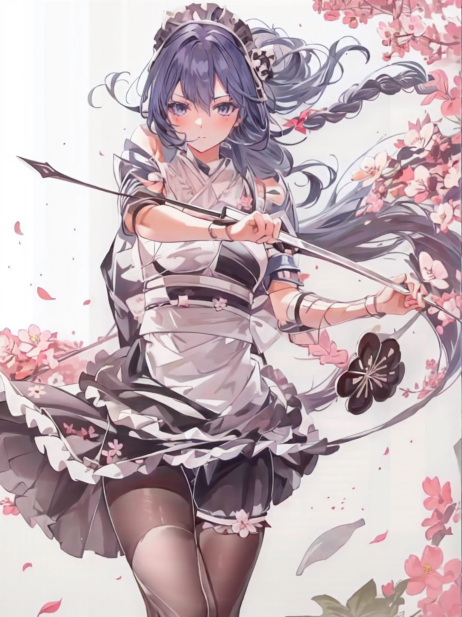Anime girl with pink hair and bow and sword, Haruno Sakura, anime girl with a bow and arrow, sakura petals around her, Sakura Haruno, best anime 4k konachan wallpaper, guweiz on pixiv artstation, Anime art wallpaper 8k, anime style 4 k, guweiz on artstation pixiv