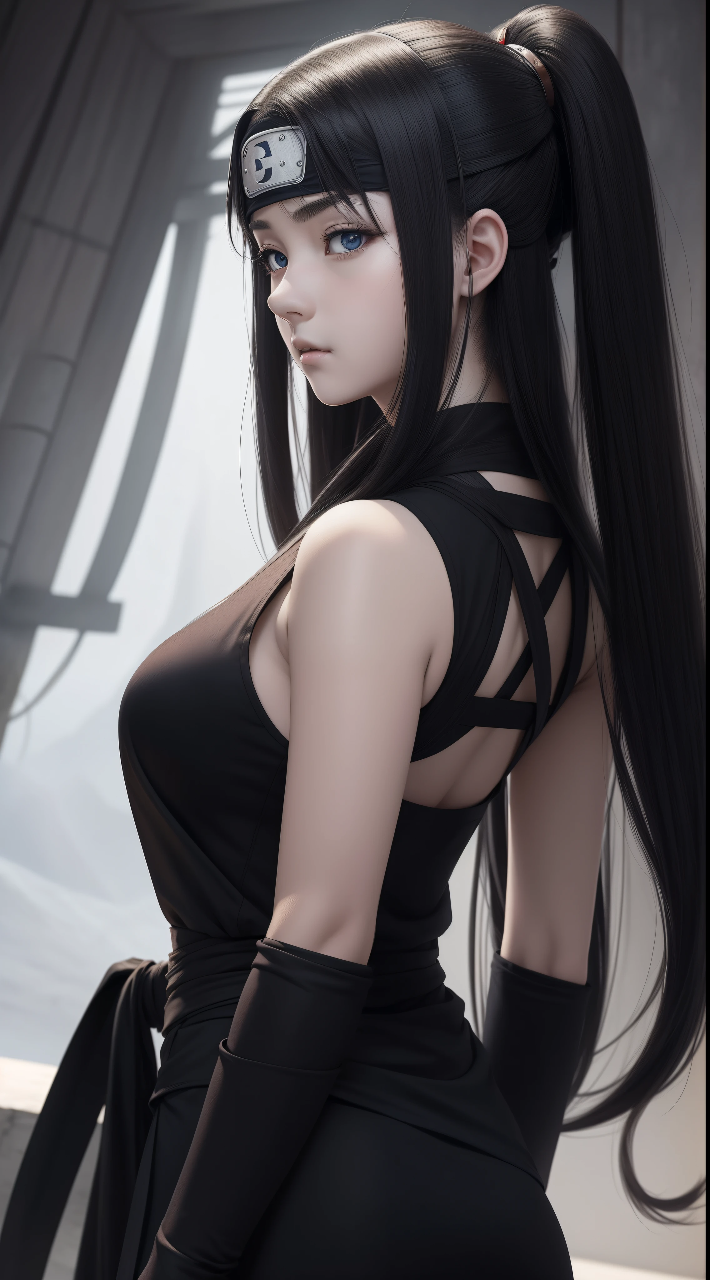 Hot profile picture, masterpiece, solo, extremely accurate rendering, coldly beautiful Hinata Hyuga, trustworthy young girl, savior of the world, simple design, best picture, 8K , pale white eyes, same color as the original demon ninja.