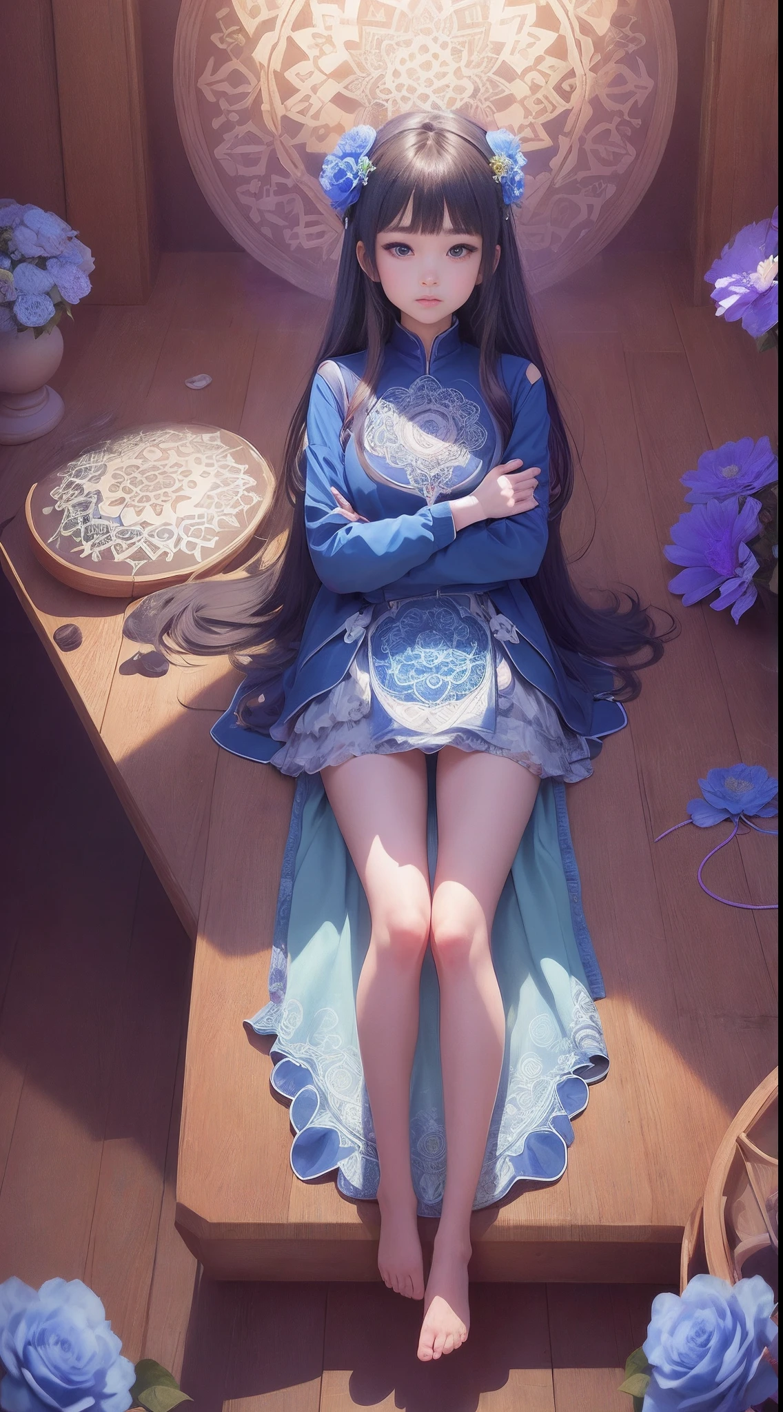 Arianna's work is、Mandalas and flowers、You will also be fascinated by AI art based on the blue mandal flower.。Her passionate color palette、Beautifully revealing the complex geometric patterns of the mandala、Bring quiet harmony in the heart to the viewer。Blue mandala flowers、From its deep hue and ephemeral presence、It blends into the work as a symbolic element interwoven with the joy of life.。Arianna's work is、It will evoke introspection and impression in the viewer.。