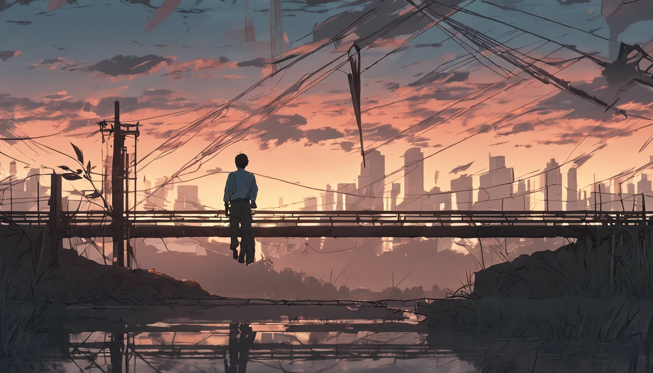 Jesus on the Cross, by makoto shinkai and ghibli studio, outlined silhouettes, Dramatic Lighting, Highly detailed, Incredible quality, Trending on ArtStation, masutepiece, 8K、nightfall、unmanned