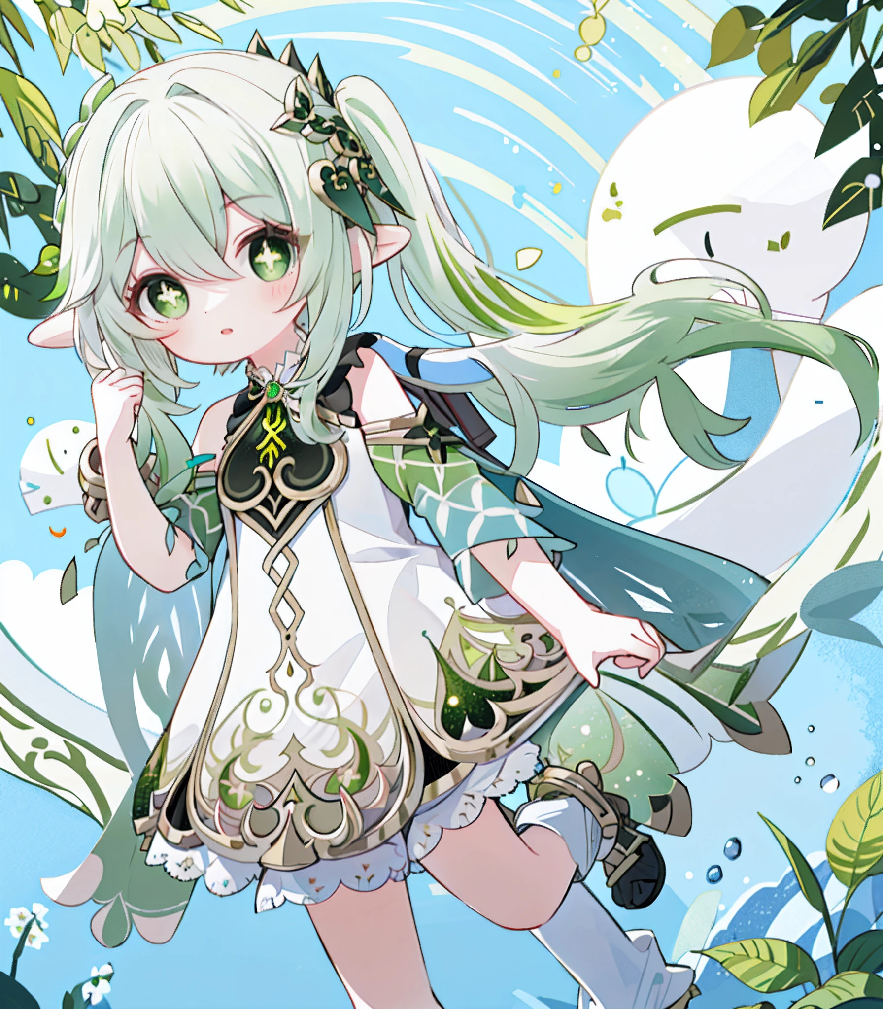 masterpiece, best quality, 1girl, solo, nahida_genshin, cross-shaped pupils, default_dress, standing