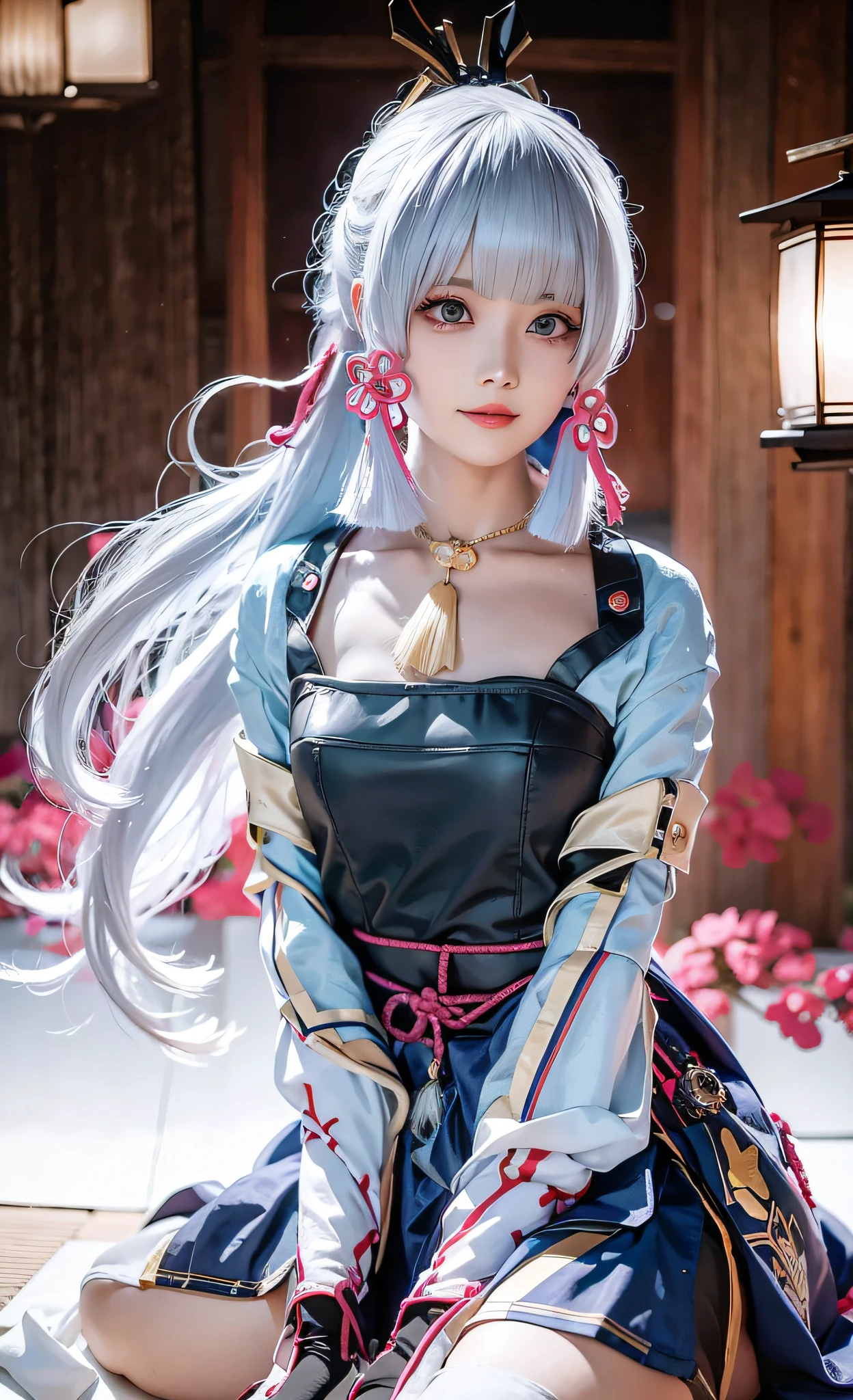 The gray-haired woman sat on the ground, Anime girl cosplay, beautiful and seductive anime woman, Japanese goddess, Anime cosplay, Palace ， A girl in Hanfu, cute anime waifu in a nice dress, perfect android girl, attractive anime girls, Beautiful anime girl, Beautiful anime woman, Anime goddess, Keqing from Genshin Impact, a beautiful fantasy empress