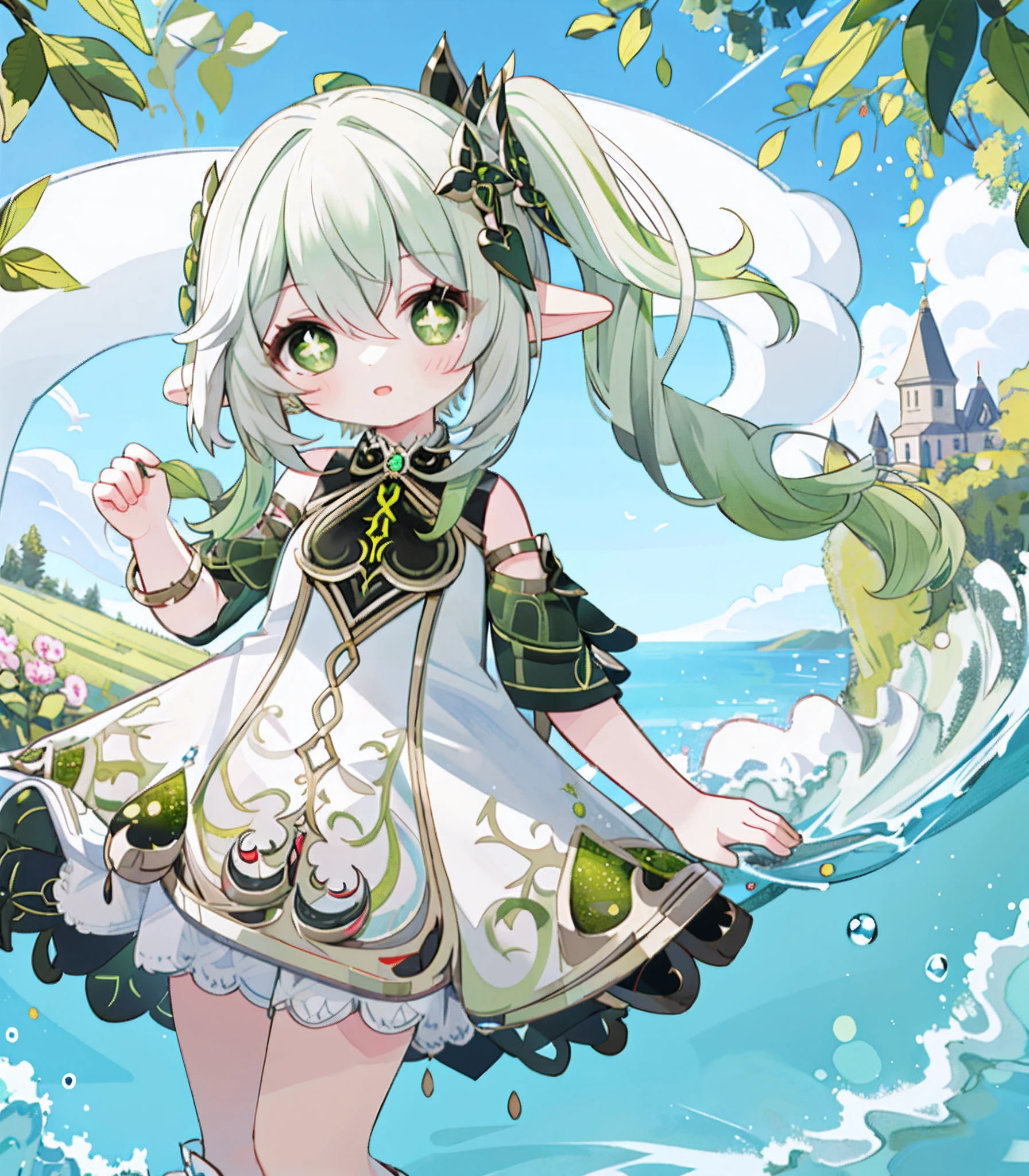 masterpiece, best quality, 1girl, solo, nahida_genshin, cross-shaped pupils, default_dress, standing