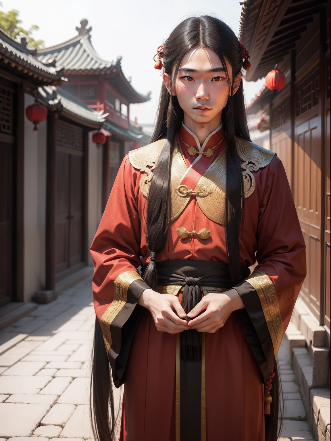 a young man, China, ancient, traditional, long hair