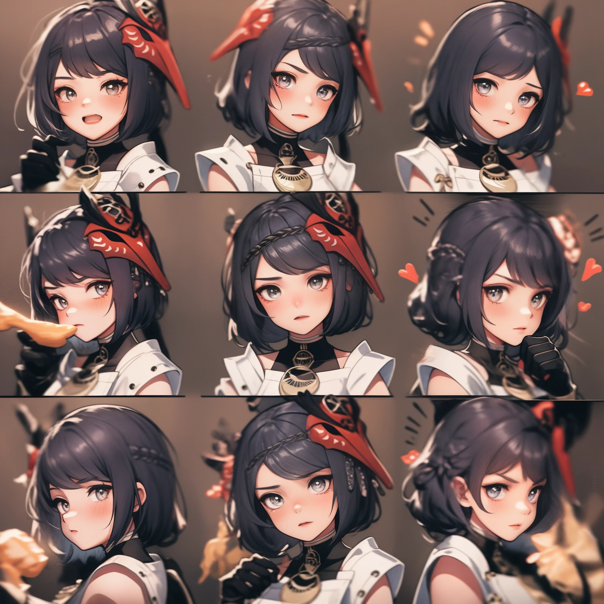 1 Cute Girl，9 tables，9 poses and expressions，Different emotions，10