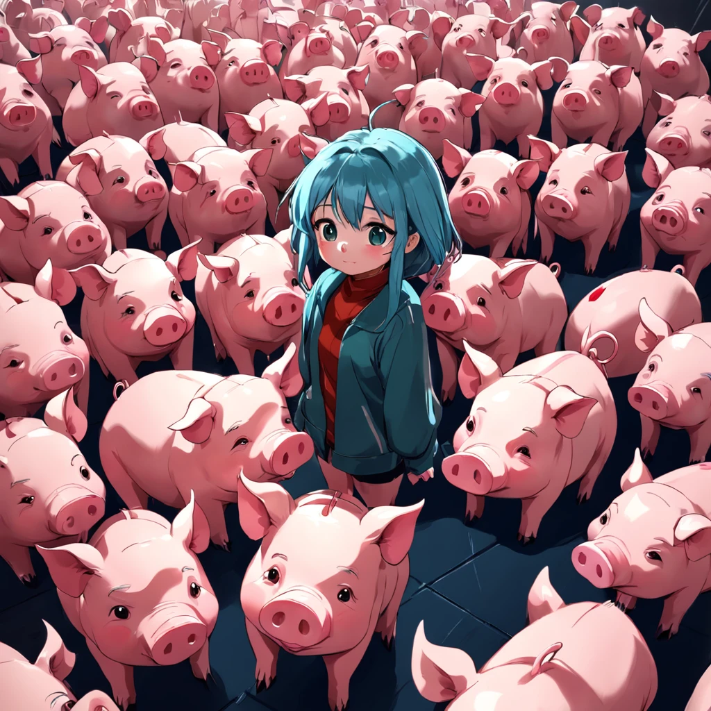 Draw 8 cartoon pigs,3D style,adolable