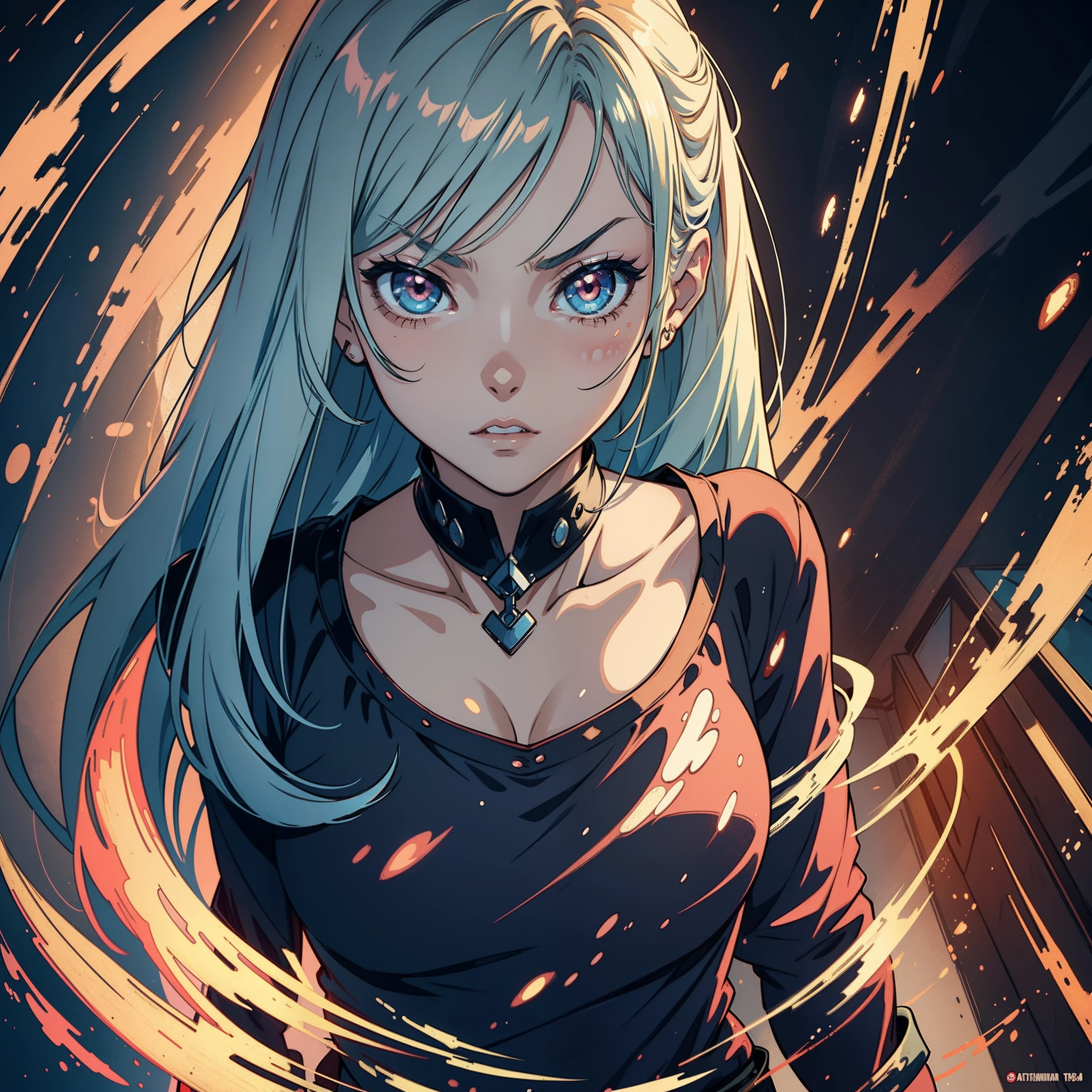 One in girls,orthofacial,serious-expression,upperbody closeup,Inside the antique house, He said angrily,style of anime4 K, Digital anime illustration, anime styled digital art, Anime style. 8K, Anime art wallpaper 8