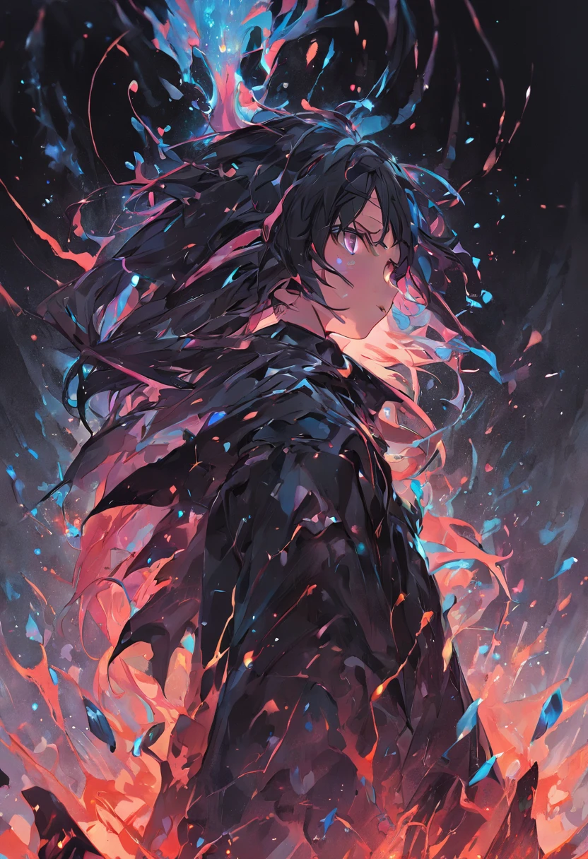 The black slime converges into a clump,A viscous black liquid drips from the huge eye,The black liquid rises from the ground,A fantastical glow,armour,crystals