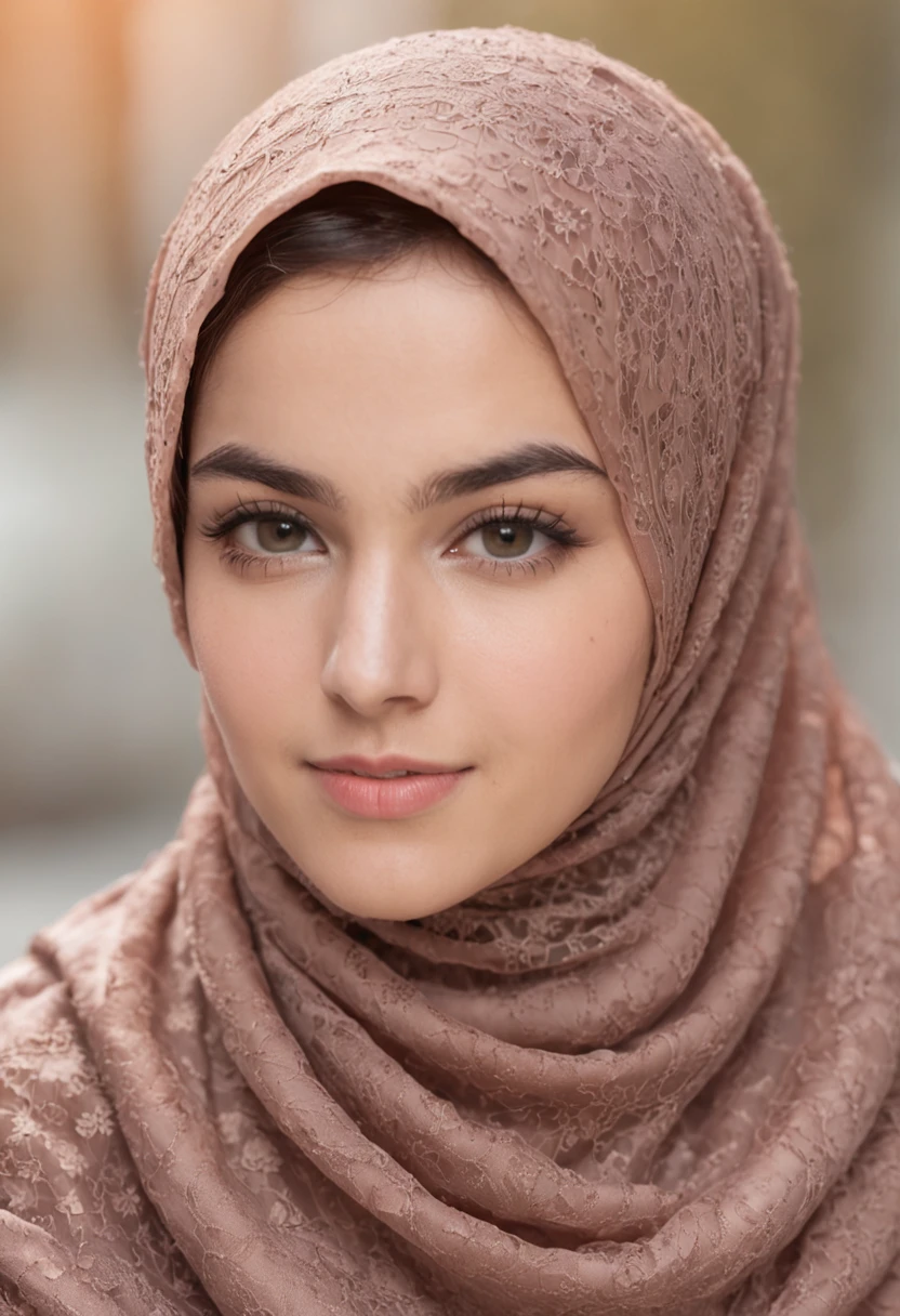 (a beautiful 20-year-old woman wearing a hijab, confident expression, bright eyes) her complete body is seen