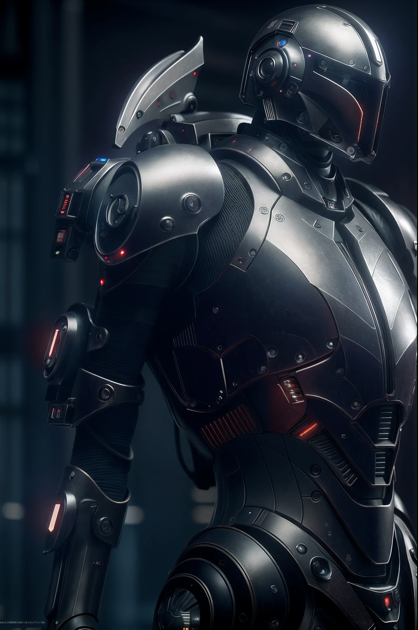 Anatomically correct indescribable unimaginable robotic creatures, 4K, realistic, highest quality, redshift rendering, cinematic, elegant, surreal, octane rendering, unreal, HD, very detailed, photos taken with Sony a7R camera, DSLR, trends on artstation, The Mandalorian, Star Wars, Black Knight