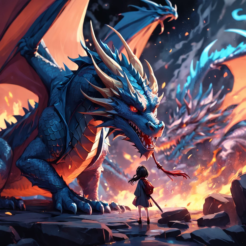 Draw 4 dragons,3D style