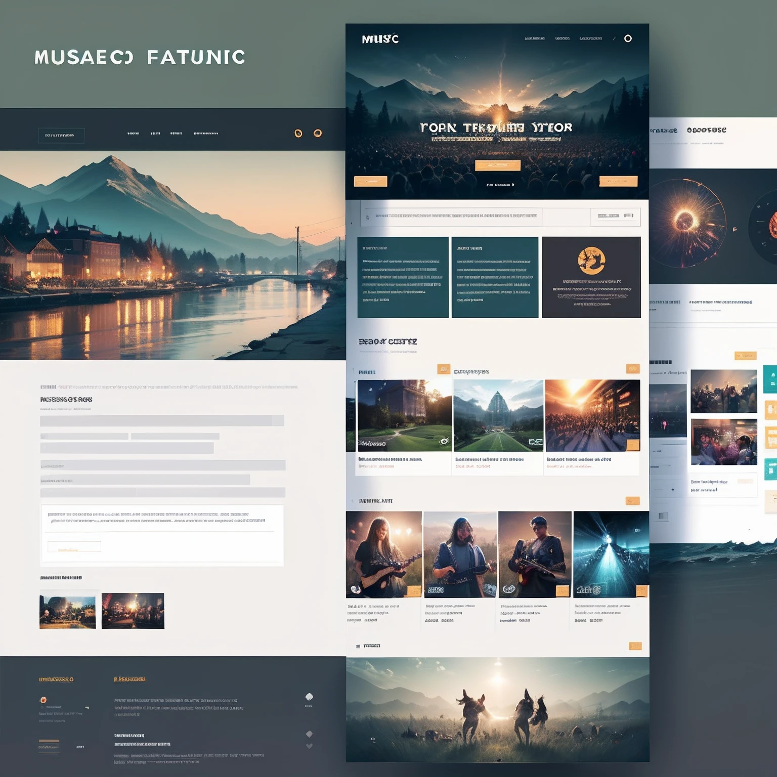 music festival website, ui, A modern website for with minimalist design, featuring an Art Deco-inspired grid-based UI --auto --s2