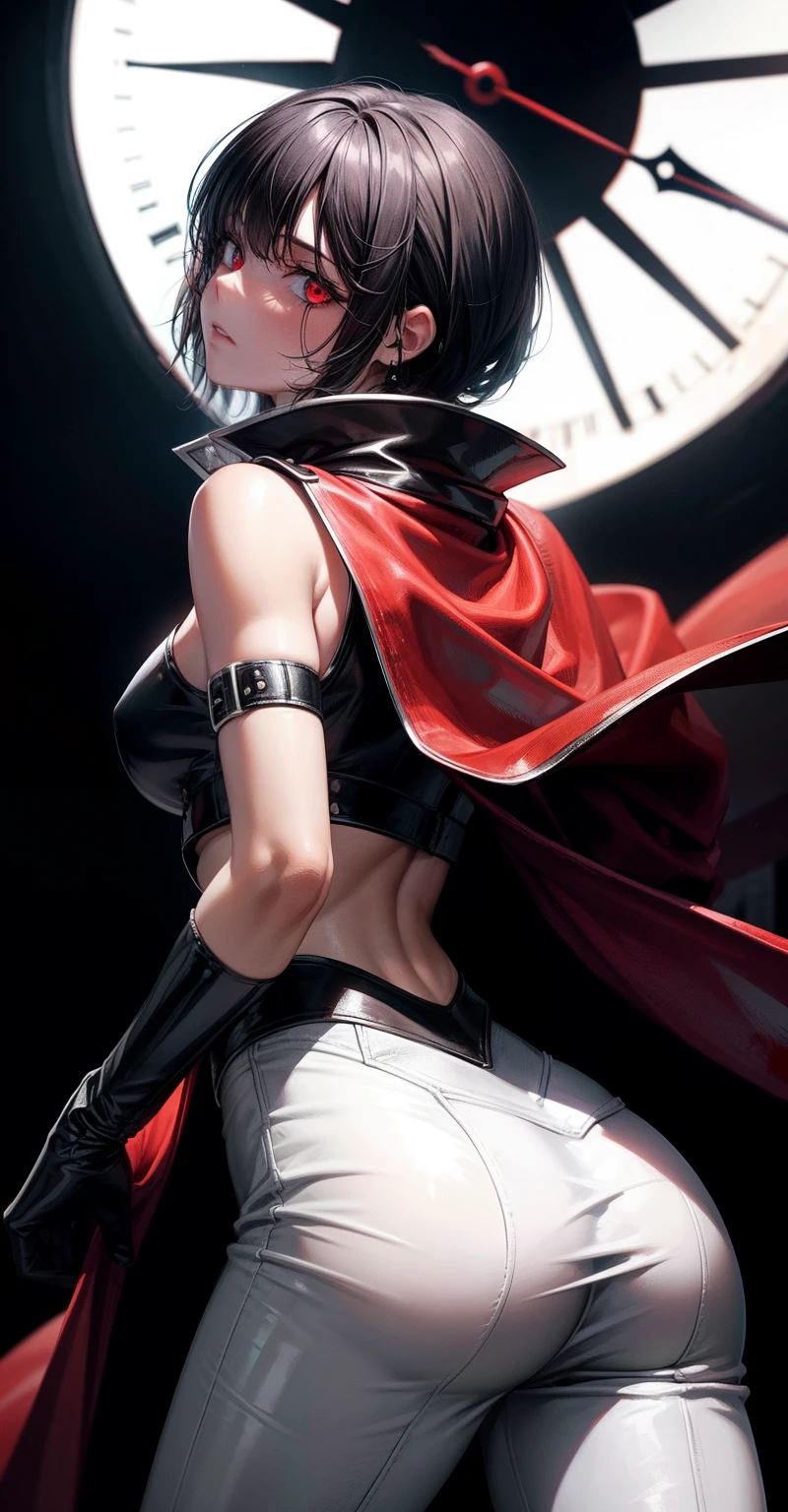 (Best quality at best, terror, high contrast style), Silhouette of a ragged woman, Black and white drawing, Desperate visual impact, Doom is coming, london end, Bell tower chain, Blood red cloak, whitegloves, Mirror-like reflection, Background at Hogwarts School of Witchcraft and Wizardry, ultra - detailed, posterior view, Close-up Shot Shot, Watch from behind,hips close,hori'hori'hori'hori'hori'hori'hori'hori'hori'That's great,gigantic ass,naked ass,crosses