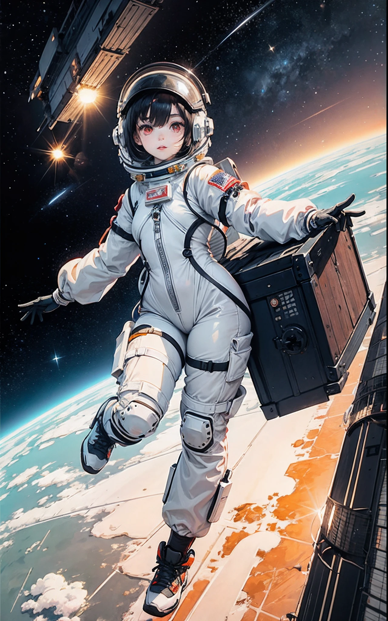 cute japanese girl in space station
