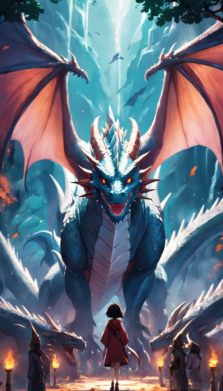 Draw 4 dragons，3D style