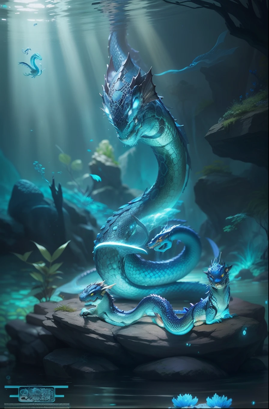 Blue otter sitting on underwater rocks.., , Serpent-Tirr, snake, serpentine water monster, blue dragon, Blue Desinn, cyan chinese dragon fantasy, dmt god, Mythical Creatures, blue scaled dragon, water dragon, Sea Naga, The snake has very mysterious wings....., Ethereal eel, Naga-Hakash