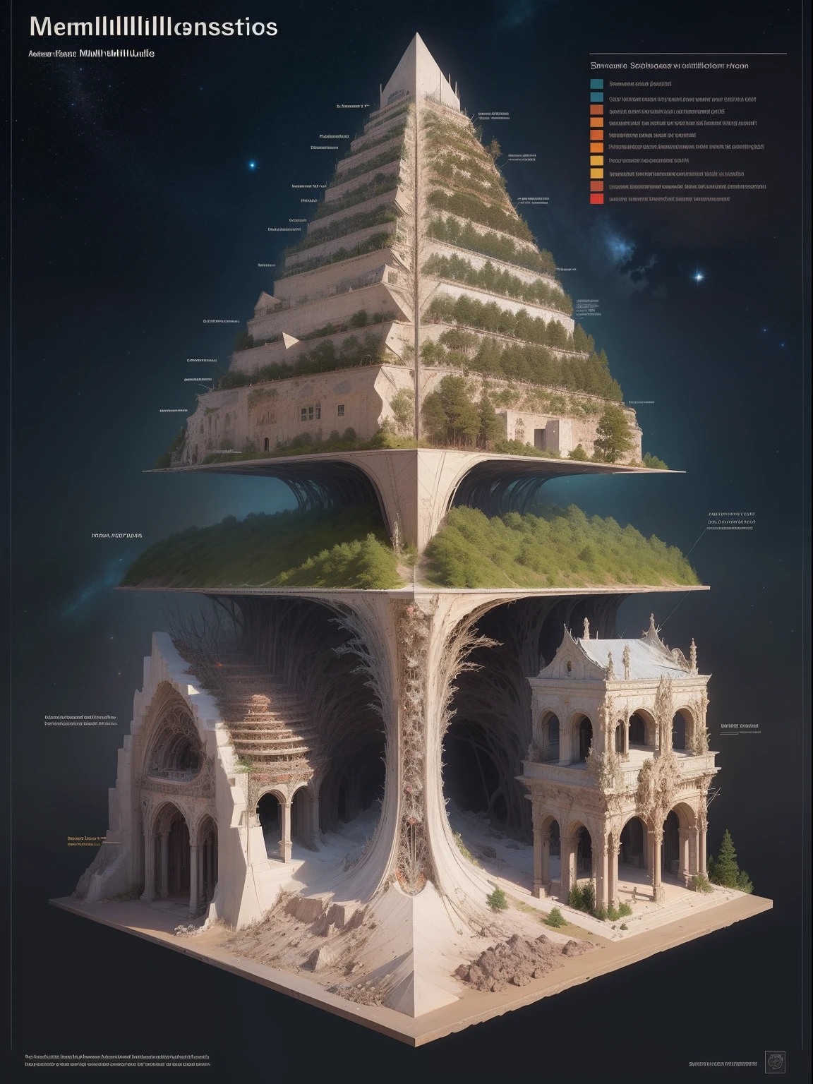 Schematic diagram of the hierarchy of human neural multistructural structures，Detailed chart annotations，boundage，Border，Neuroanatomical hierarchy，Surrounded by stars，Star chart，Detailed details are plentiful，Charts，Charts