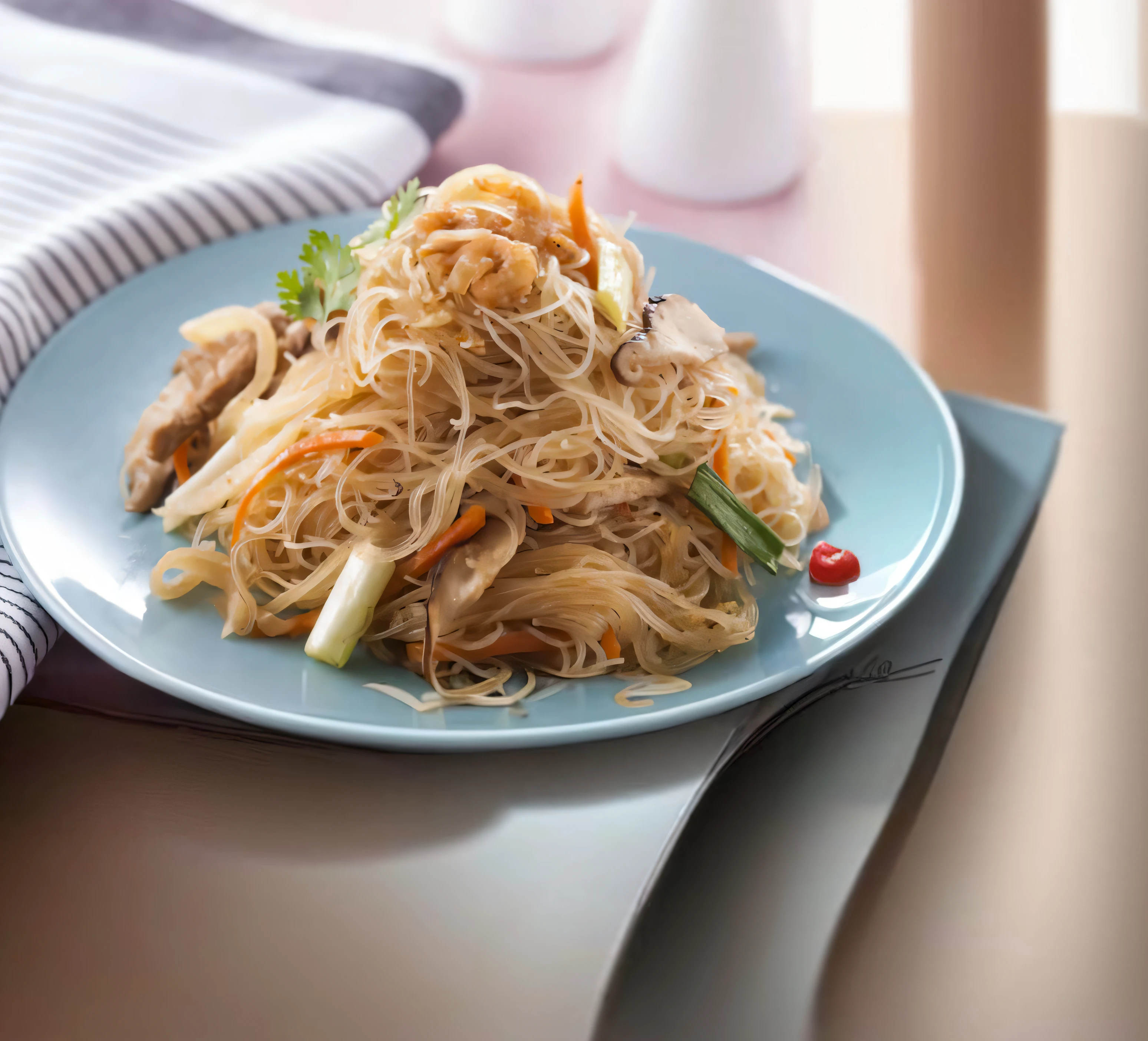 a close up of a plate of food with noodles and meat, in style of pan ren wei, noodles, chinese, yummy, easy go, south east asian with long, recipe, traditional chinese, oriental fantasy, large view, daopao, 40 years old women, beijing, daoshu, oriental, inspired by Nishida Shun'ei, wok