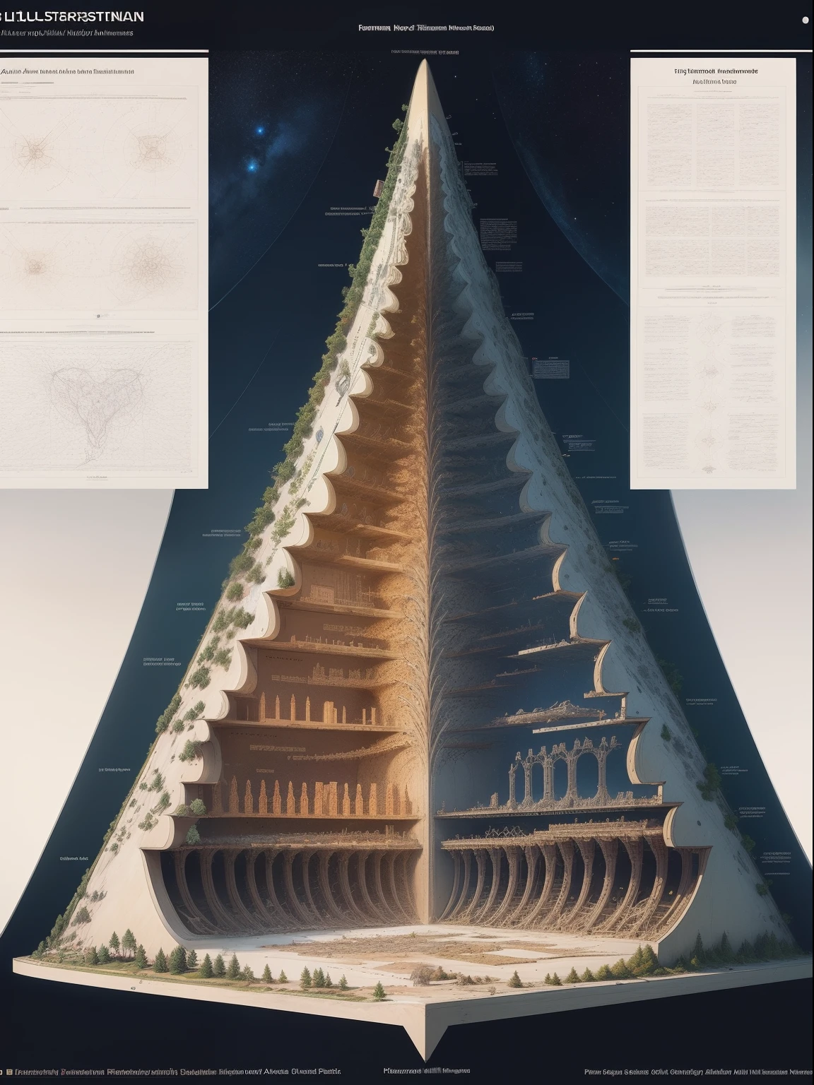 Schematic diagram of the hierarchy of human neural multistructural structures，Detailed chart annotations，boundage，Border，Neuroanatomical hierarchy，Surrounded by stars，Star chart，Detailed details are plentiful，Charts，Charts