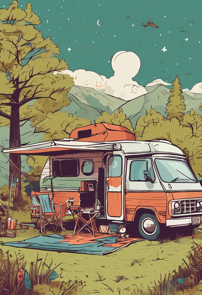 Family camping diagram