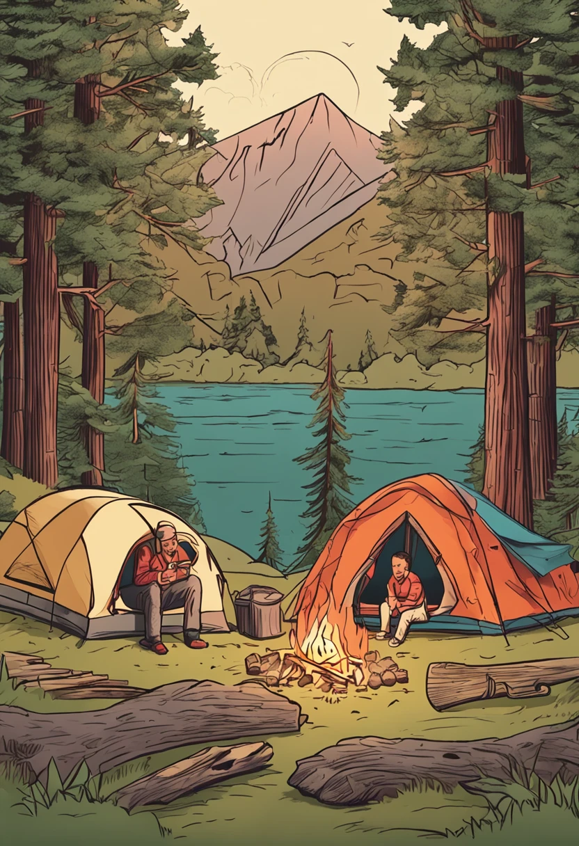 Family camping diagram
