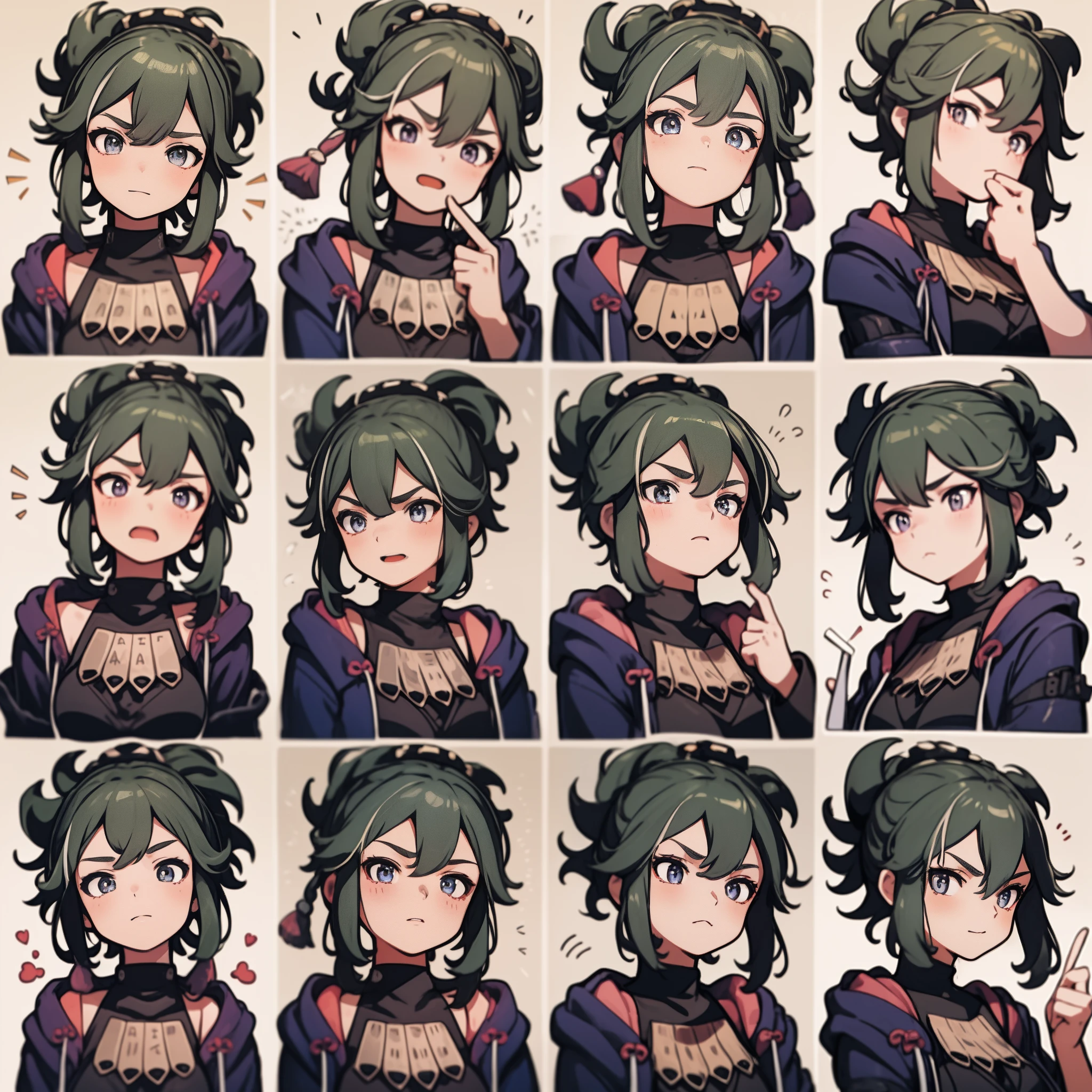 1 Cute Girl，9 tables，9 poses and expressions，Different emotions，10