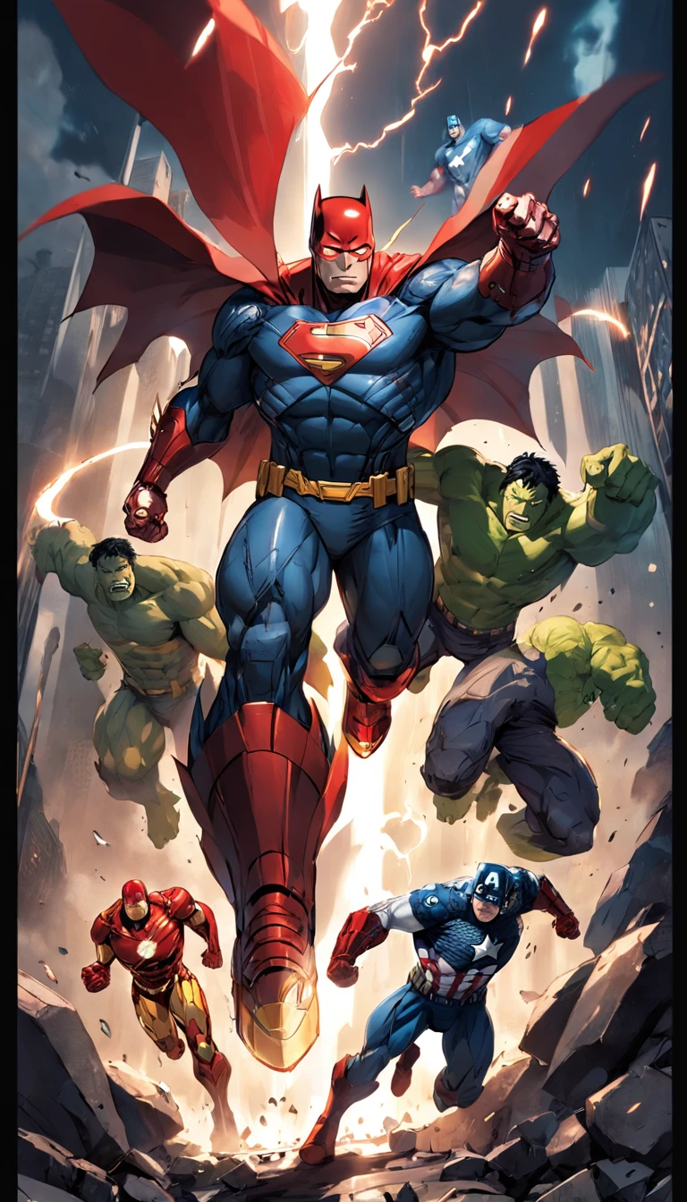 "Superheroes: Batman, Superman, Flash, Ironman, Captain America, Hulk."