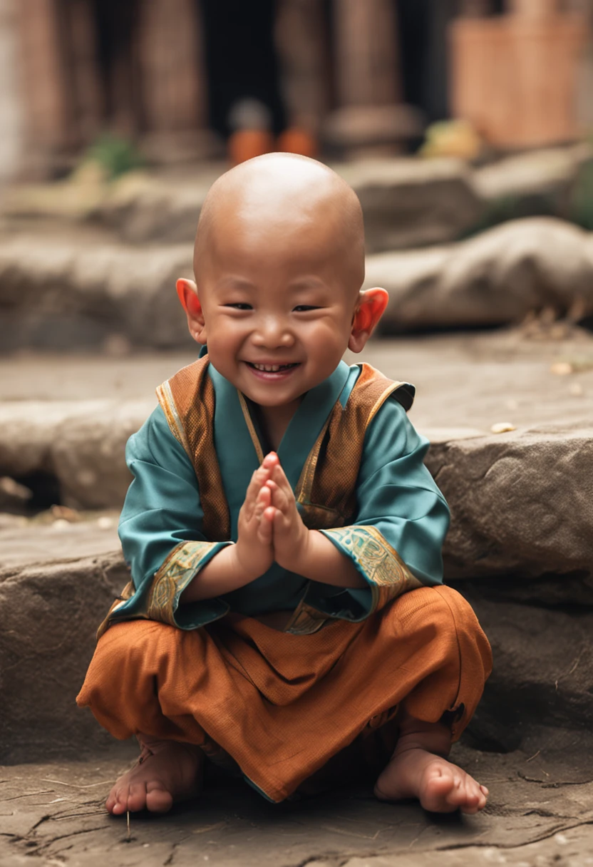 Little monk boy 3- bald head smiling dimples