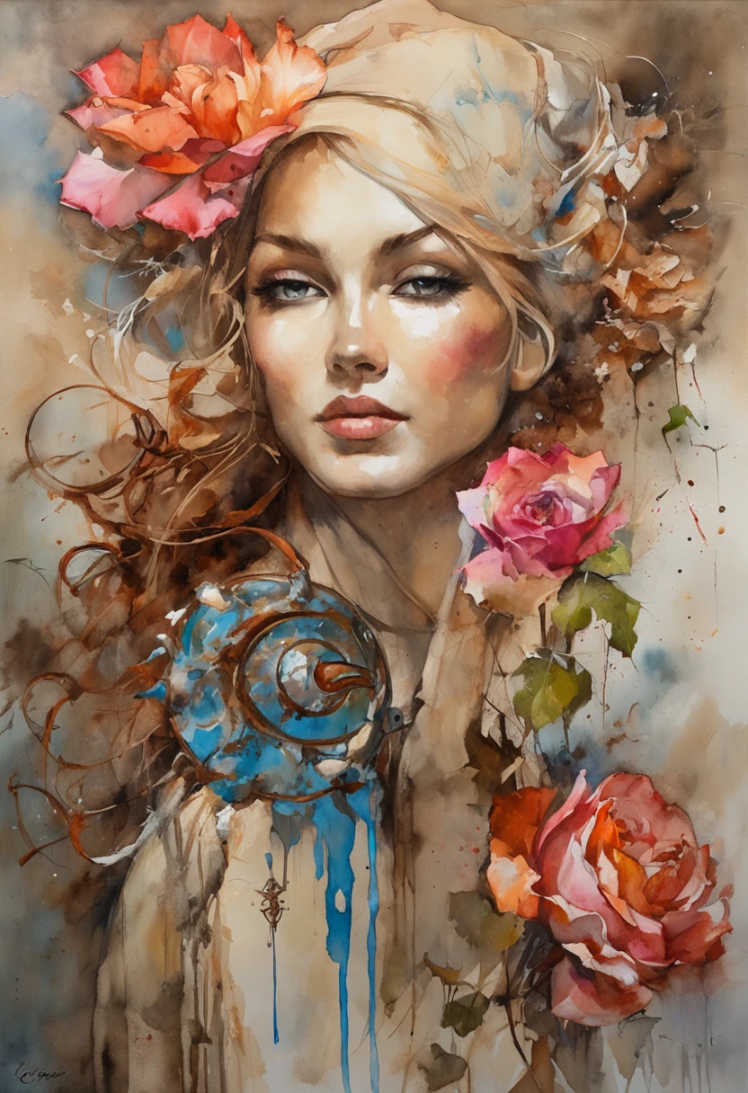 olpntng style, a rose, among rusty irons, oil painting, strong strokes, dripping paint"rgb dsplacement, surface, diamond, by Ralph Steadman, by cory loftis, art by craig mullins, art by Jeff koons, art by frank frazetta, by agnes lawrence pelton, by Tony Diterlizzi monogon,  overdimensional, volumetric