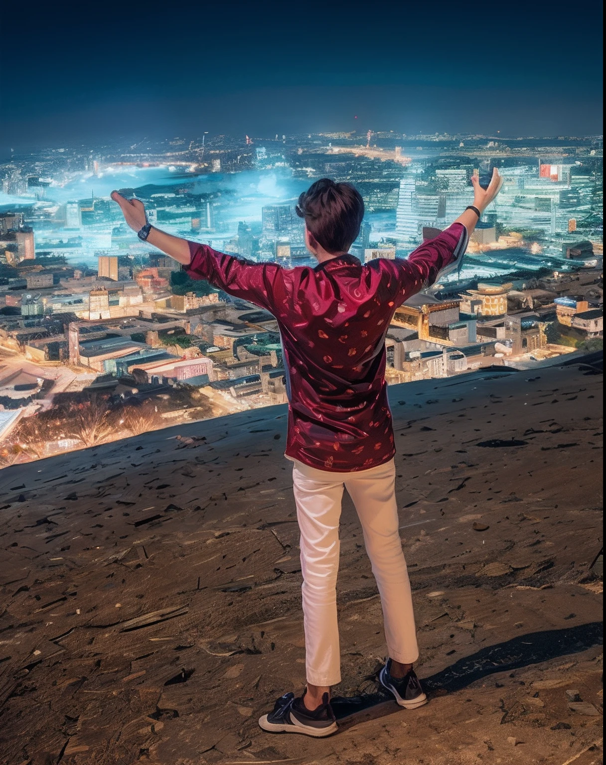 Change background city like big big building and night light view with super High quality beautiful